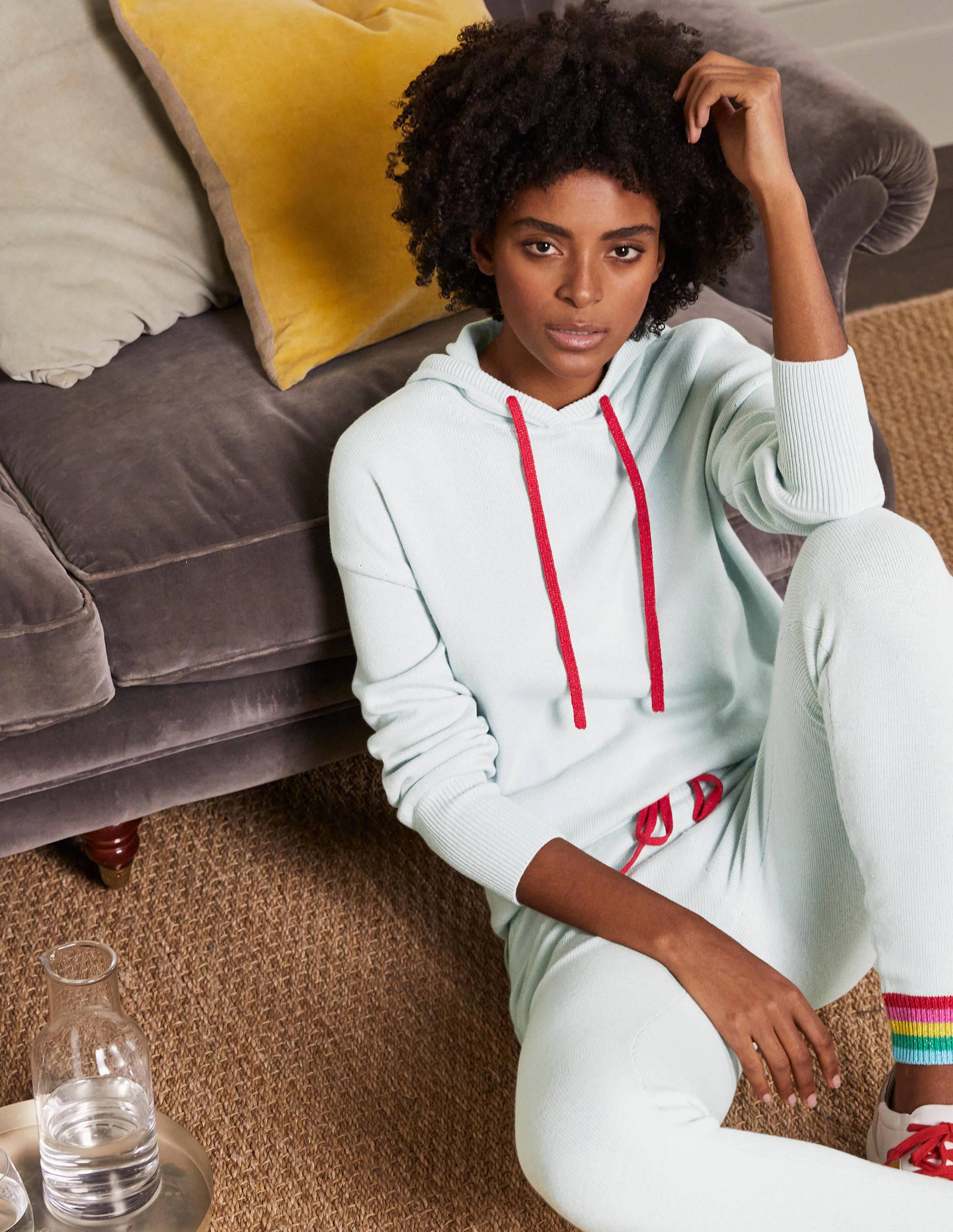 Knitted Relaxed Hoodie-Fresh Water - Image 4
