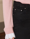Button Fly Skinny Jeans-Black