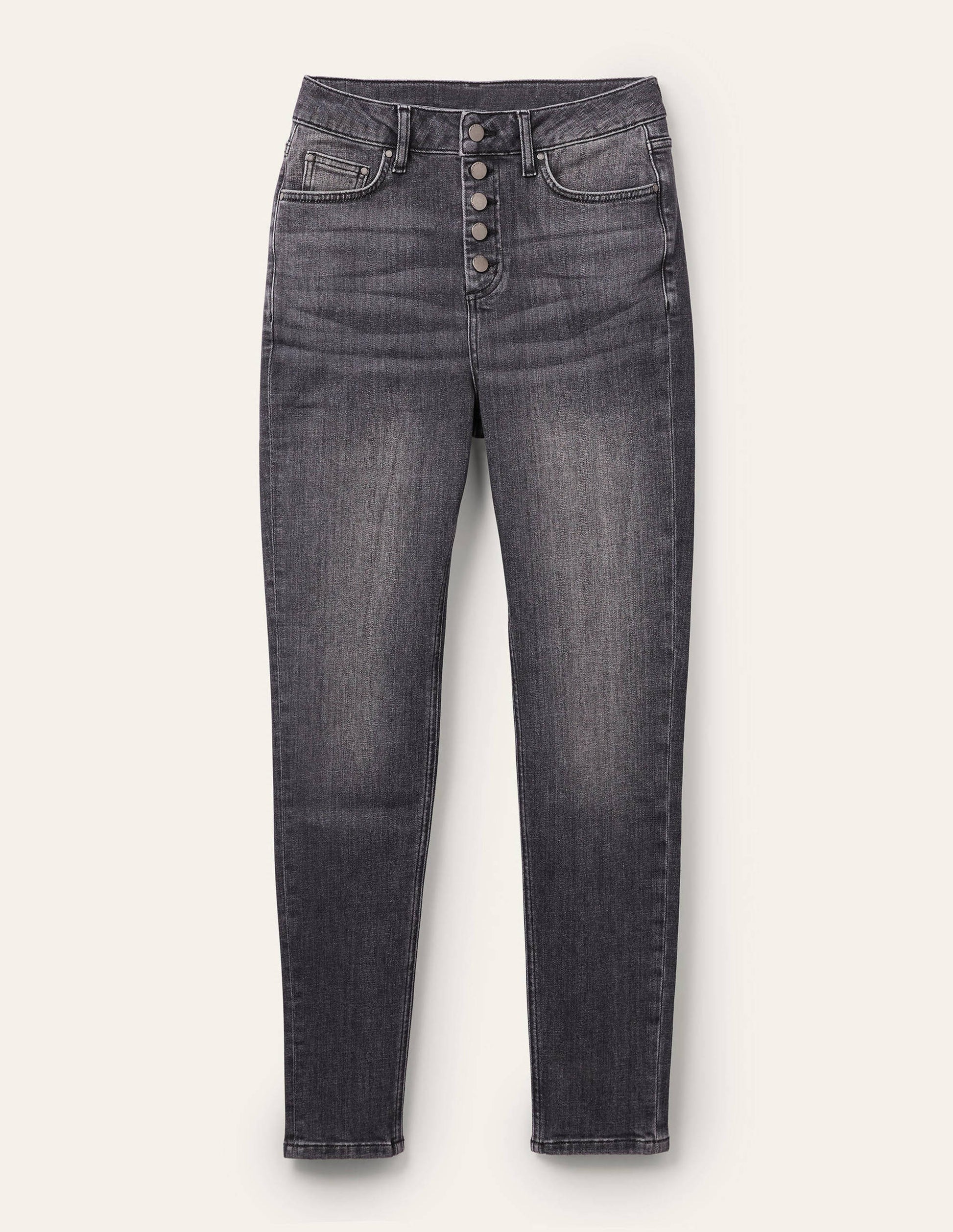Button Fly Skinny Jeans-Authentic Grey-6