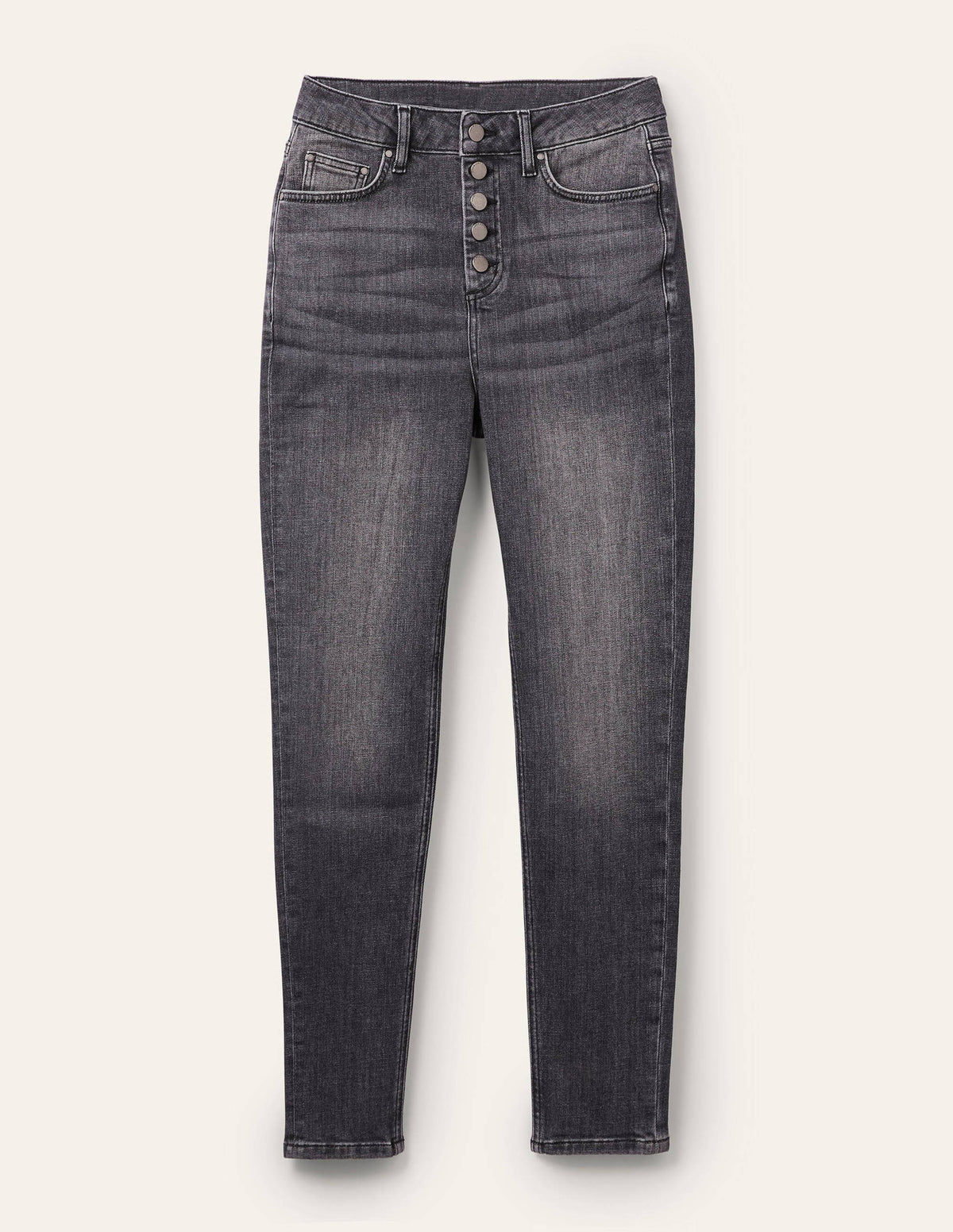 Button Fly Skinny Jeans-Authentic Grey - Image 6