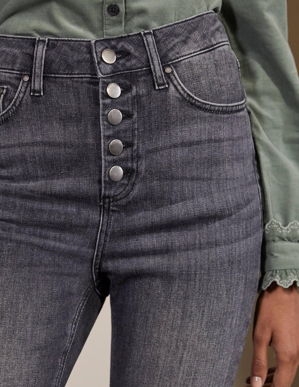 Button Fly Skinny Jeans-Authentic Grey-1