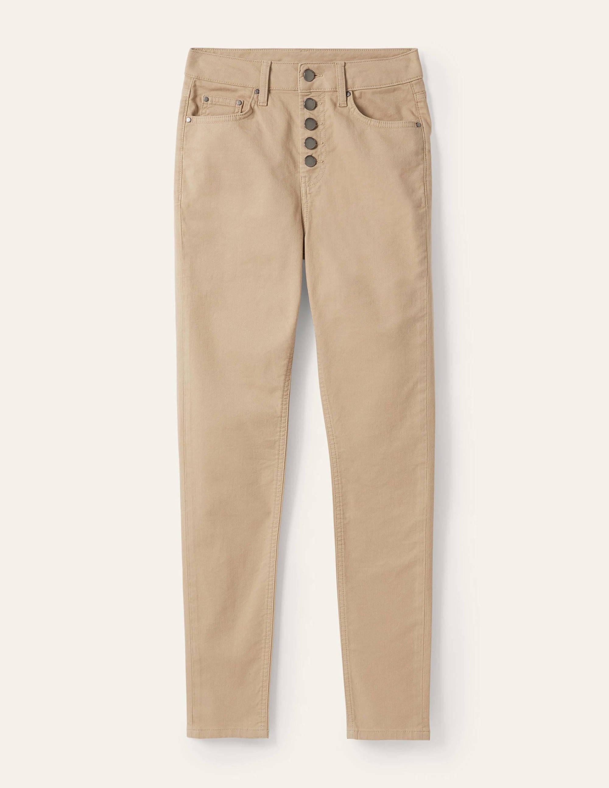 Button Fly Skinny Jeans-Irish Cream - Image 6