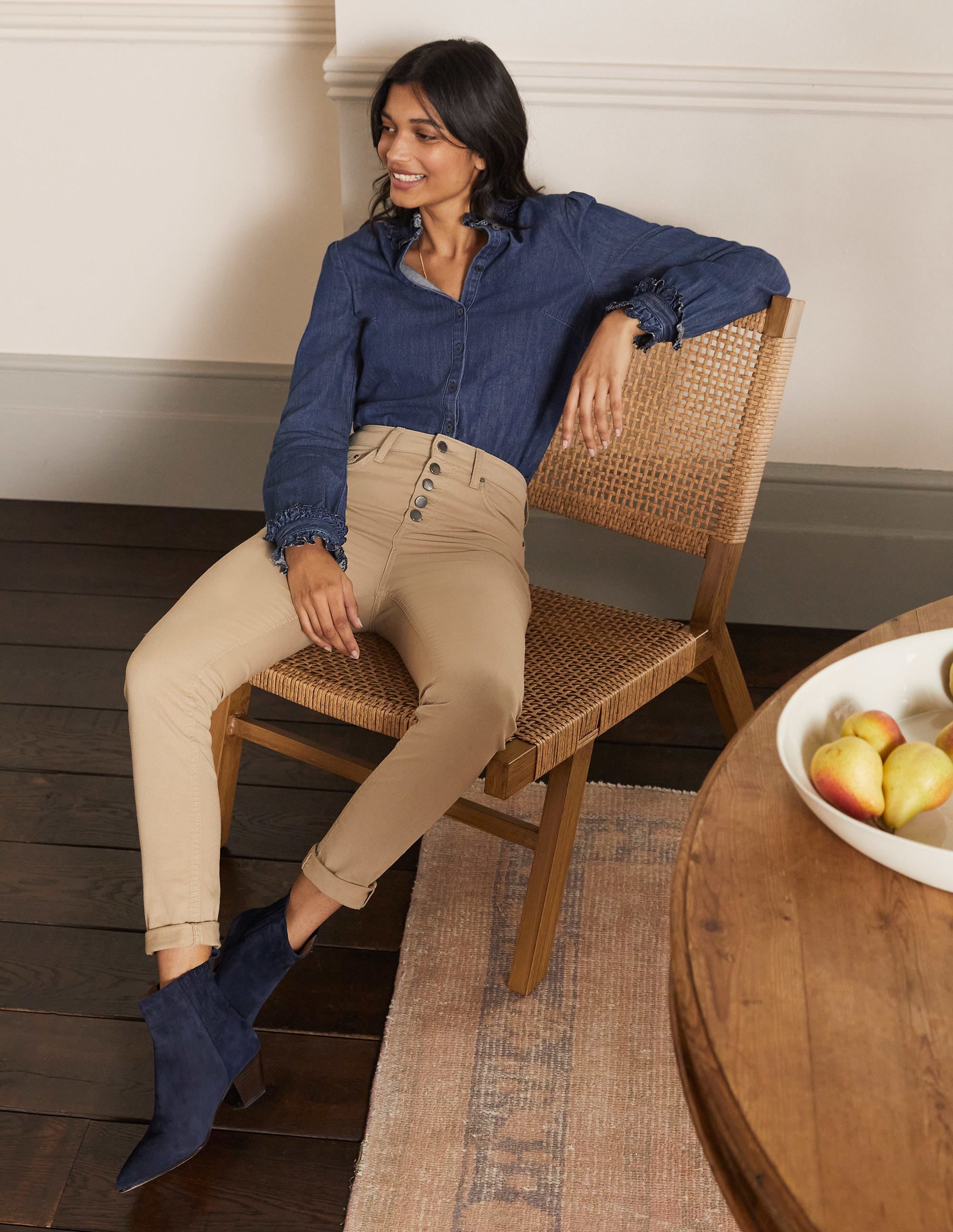 Button Fly Skinny Jeans-Irish Cream - Image 2