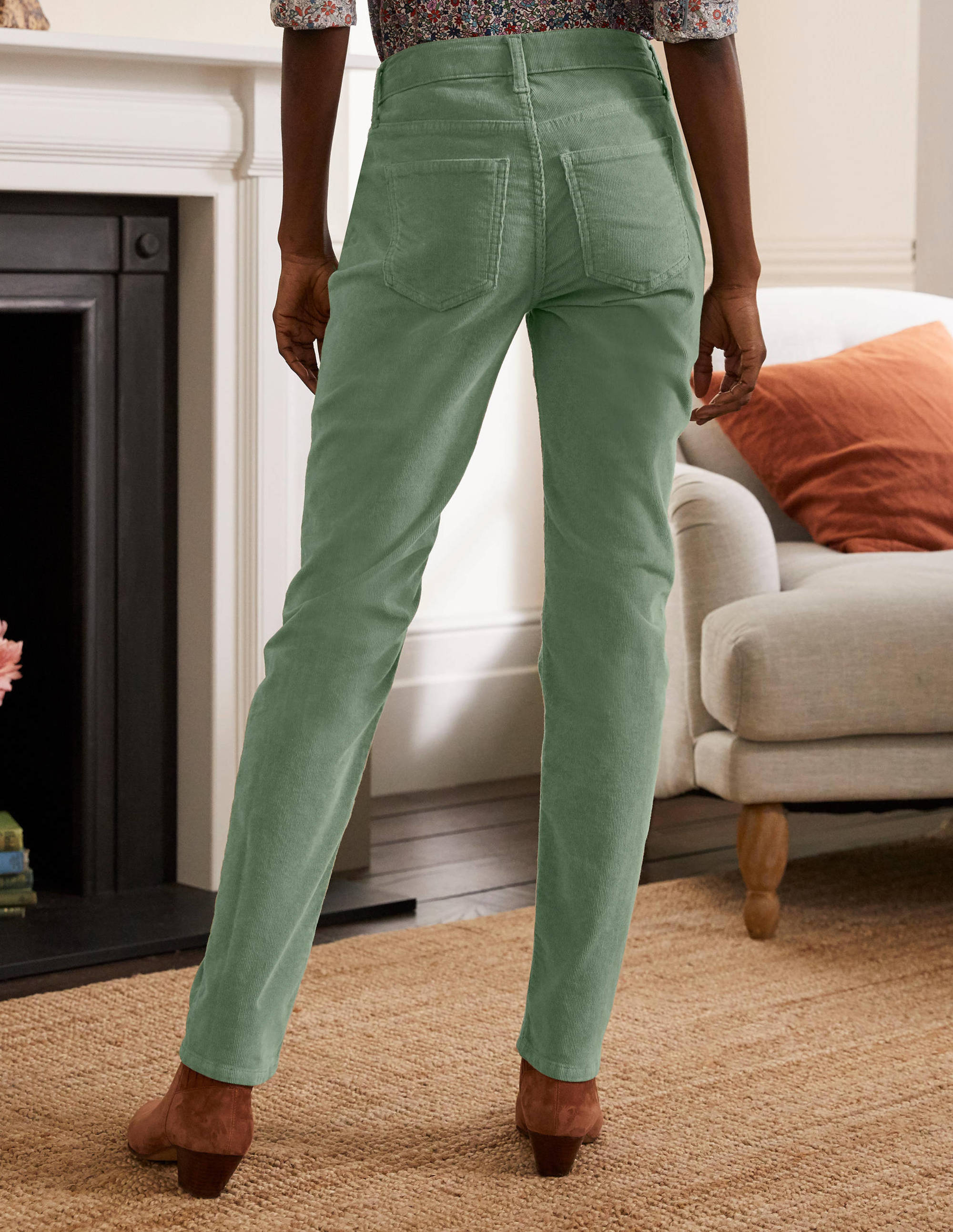 Cord Girlfriend Jeans-Light Olive - Image 3