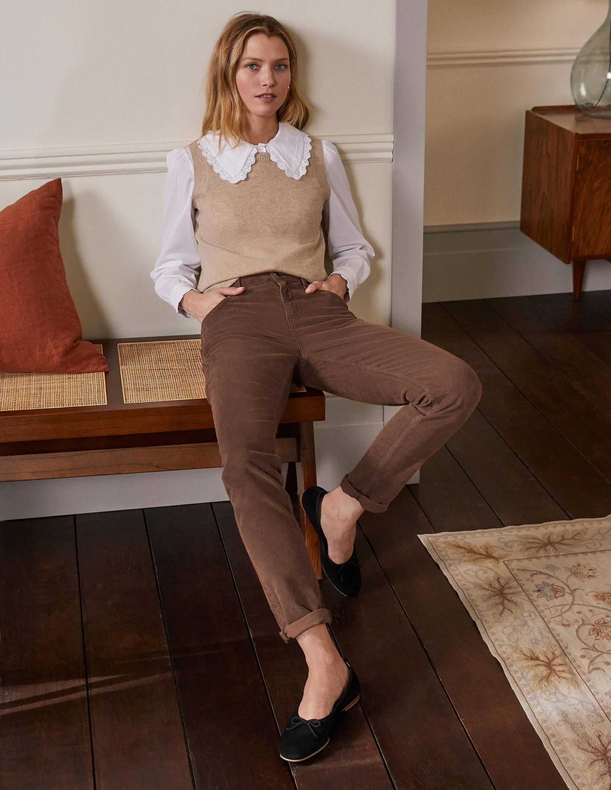 Cord Girlfriend Jeans-Red Oak - Image 6