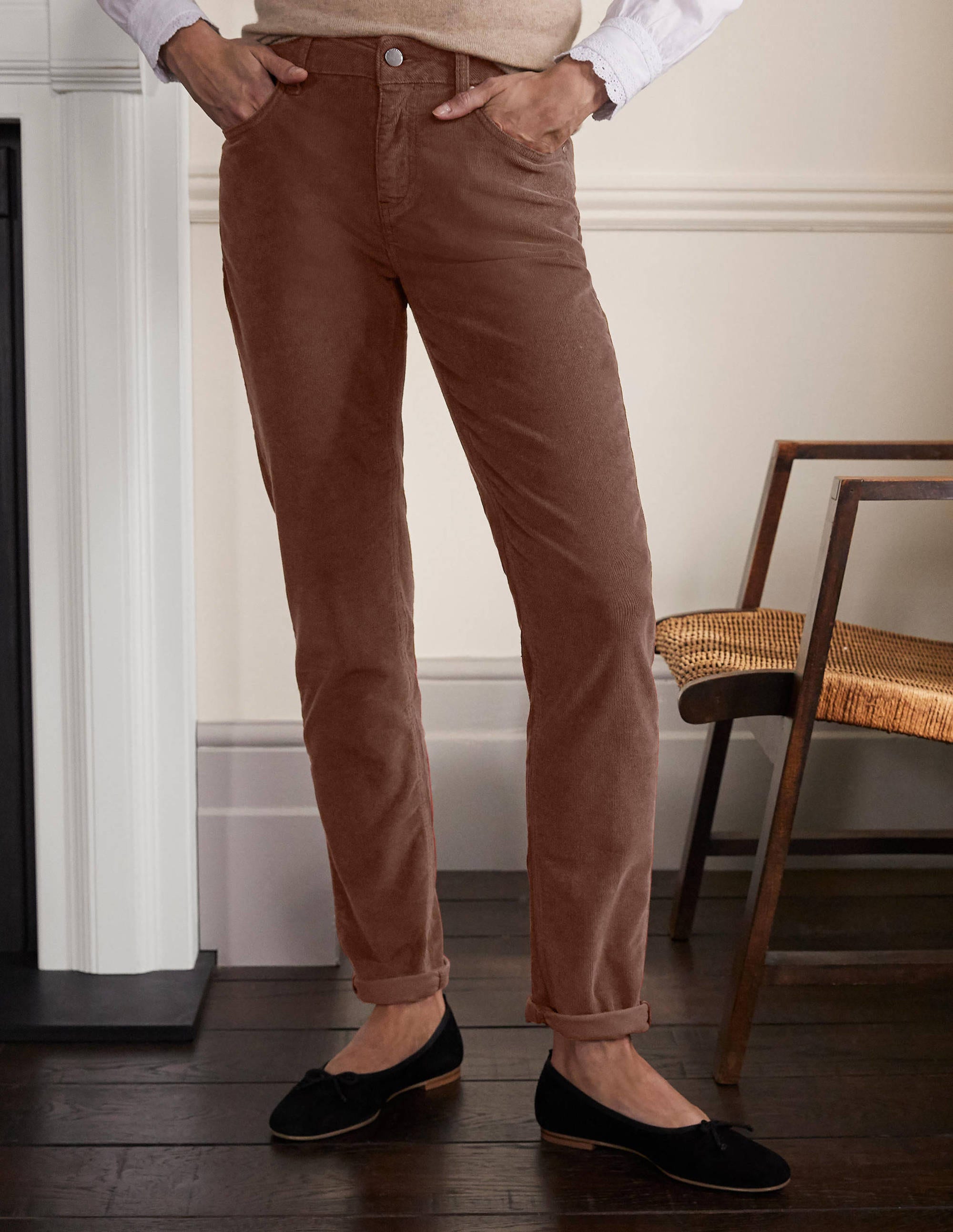 Cord Girlfriend Jeans-Red Oak - Image 4
