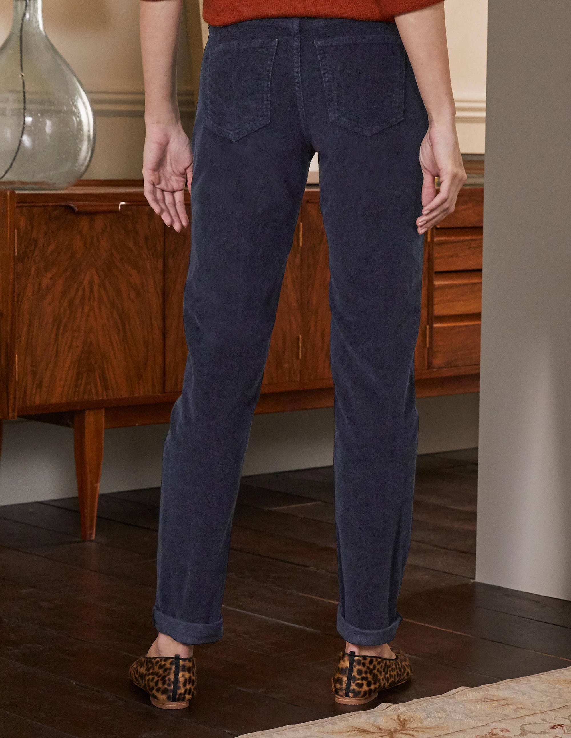 Cord Girlfriend Jeans-Navy - Image 2