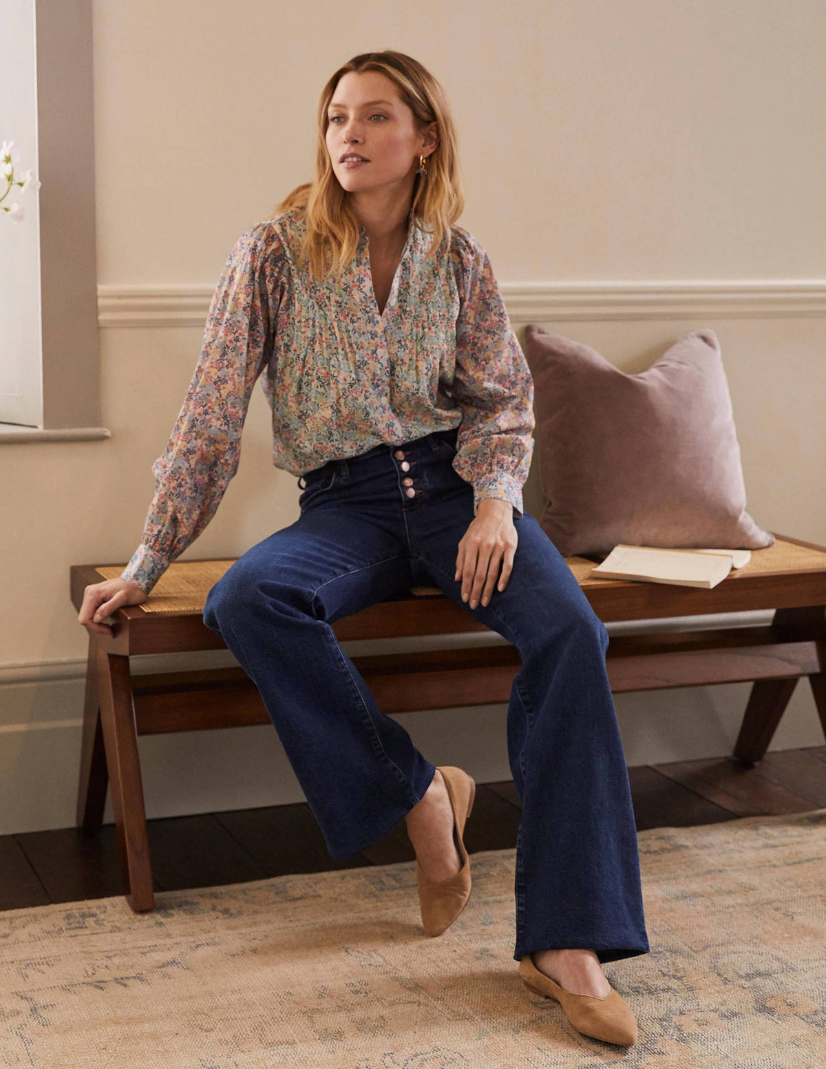 Button Fly Relaxed Flares-Dark Vintage-5