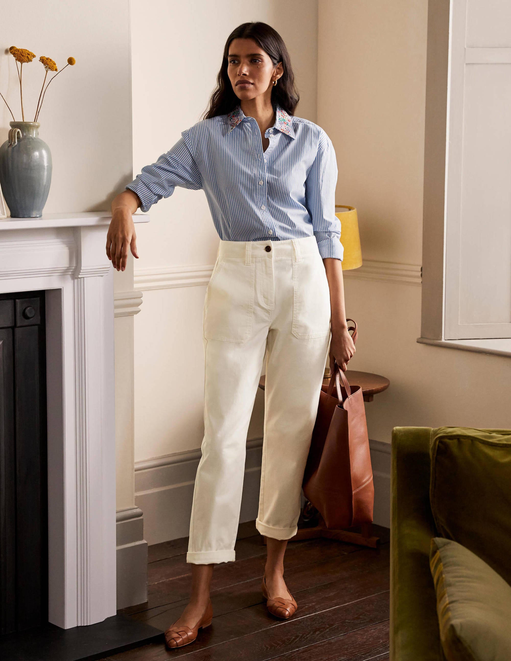 Relaxed Chino Pants-Ecru - Image 4
