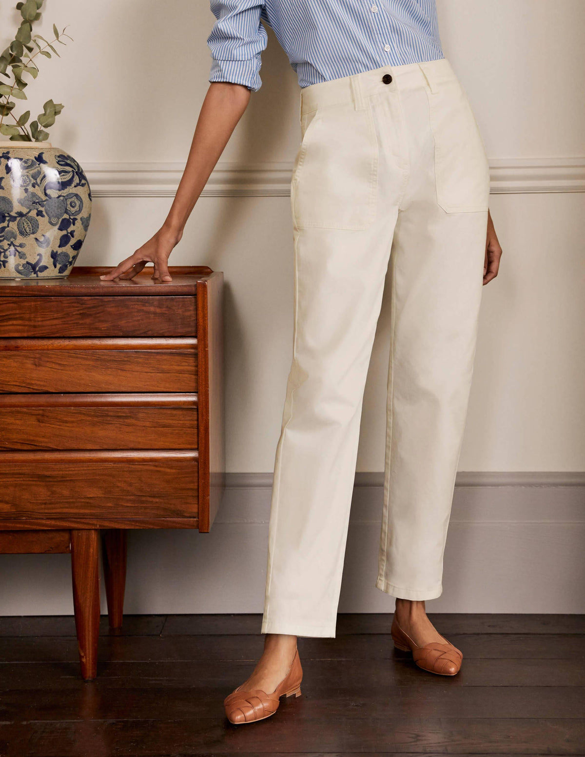 Relaxed Chino Pants-Ecru-1