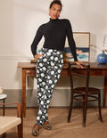 Ludlow Satin Pants-Black, Leafy Bud