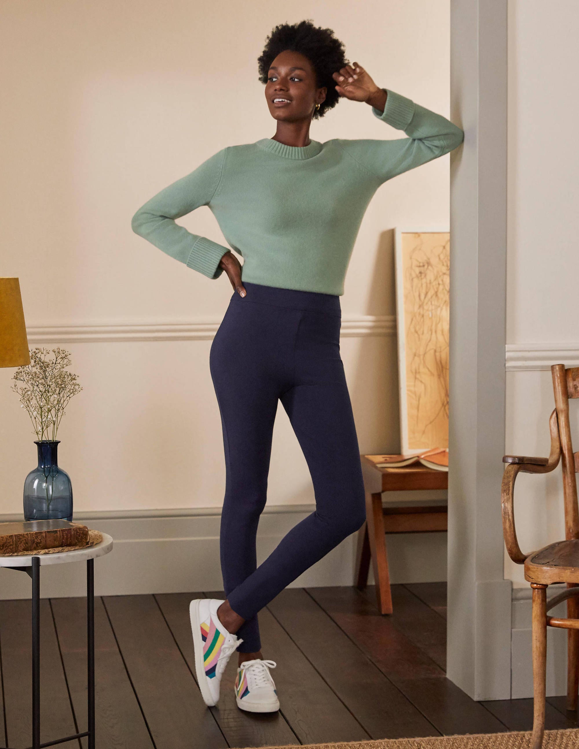 Stretch Jersey Leggings-Navy - Image 4