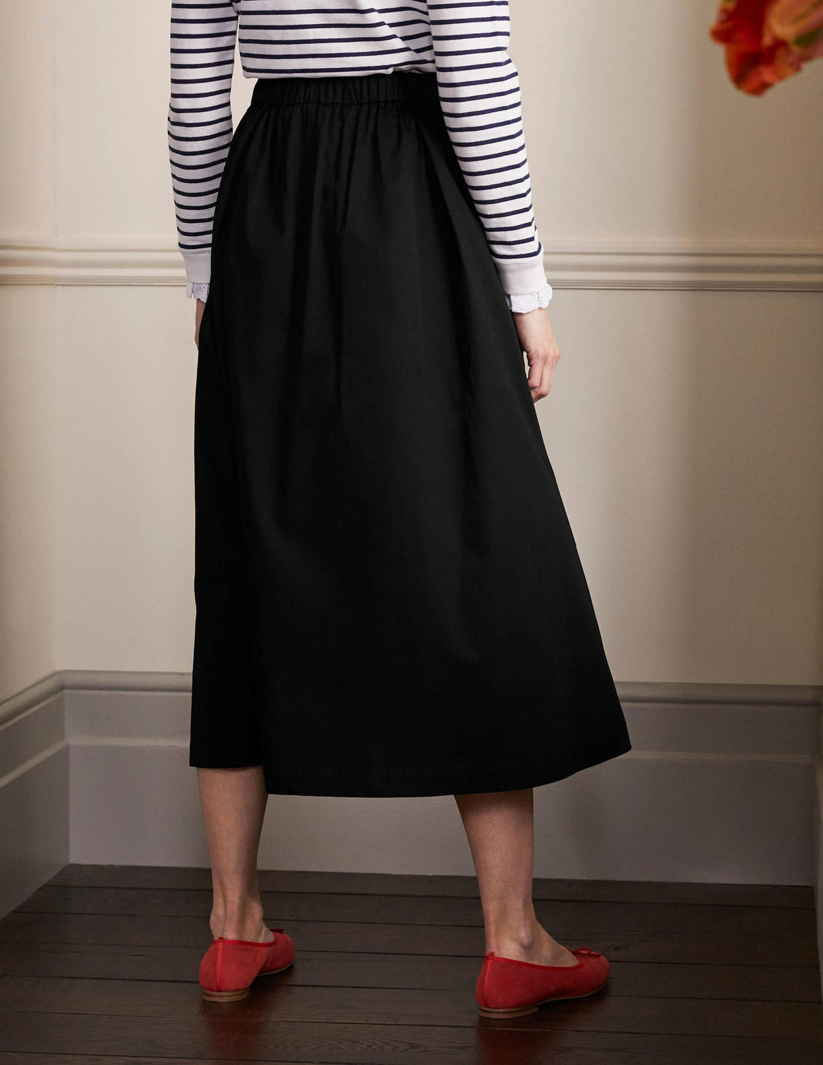 Cotton Sateen Skirt-Black - Image 2