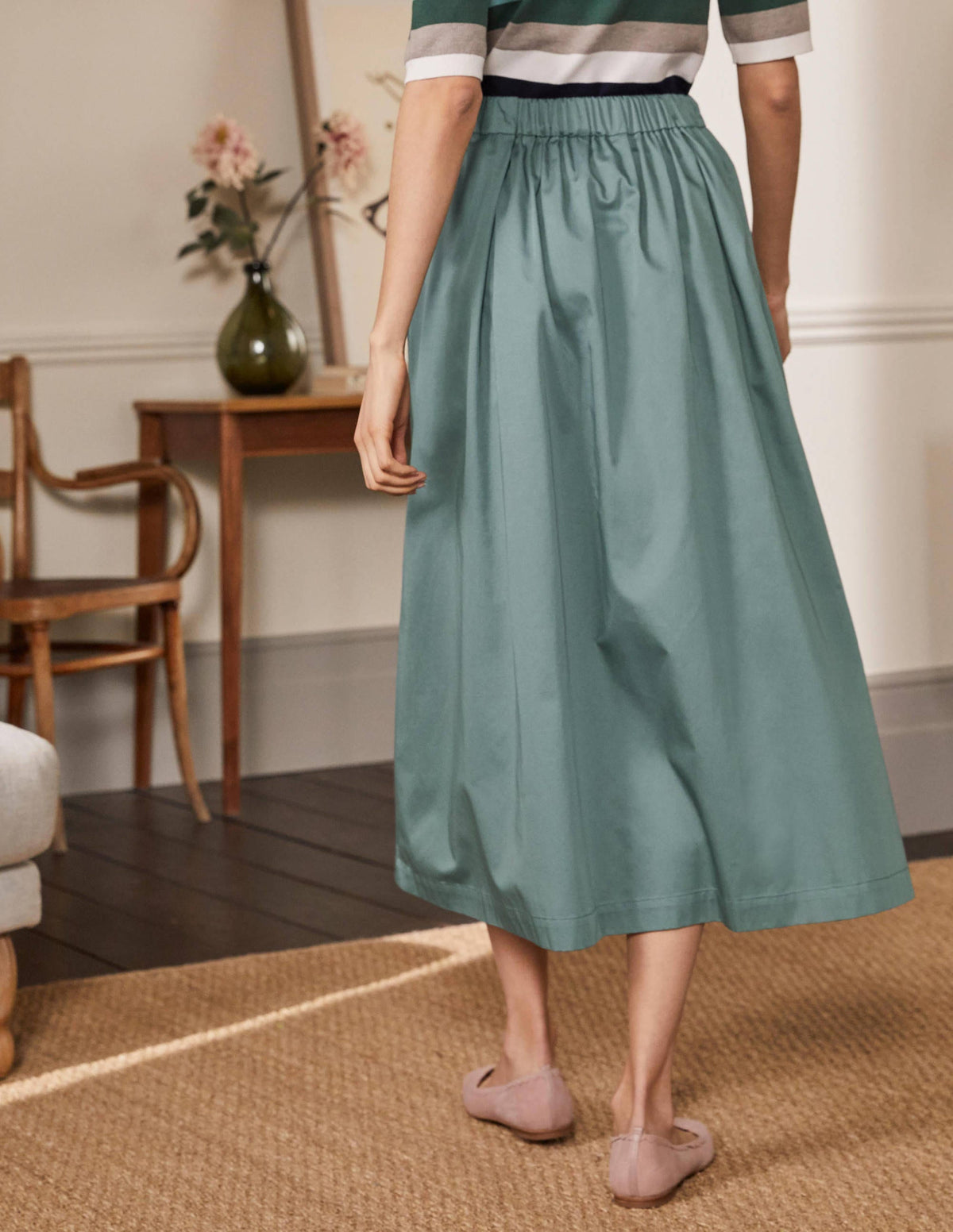 Cotton Sateen Skirt-Heath - Image 2
