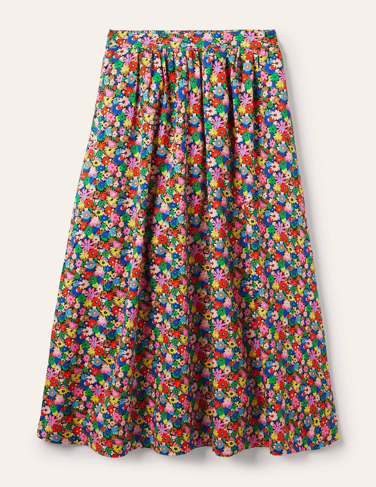 Cotton Sateen Skirt-Cherry Red, Paintbox Ditsy - Image 6