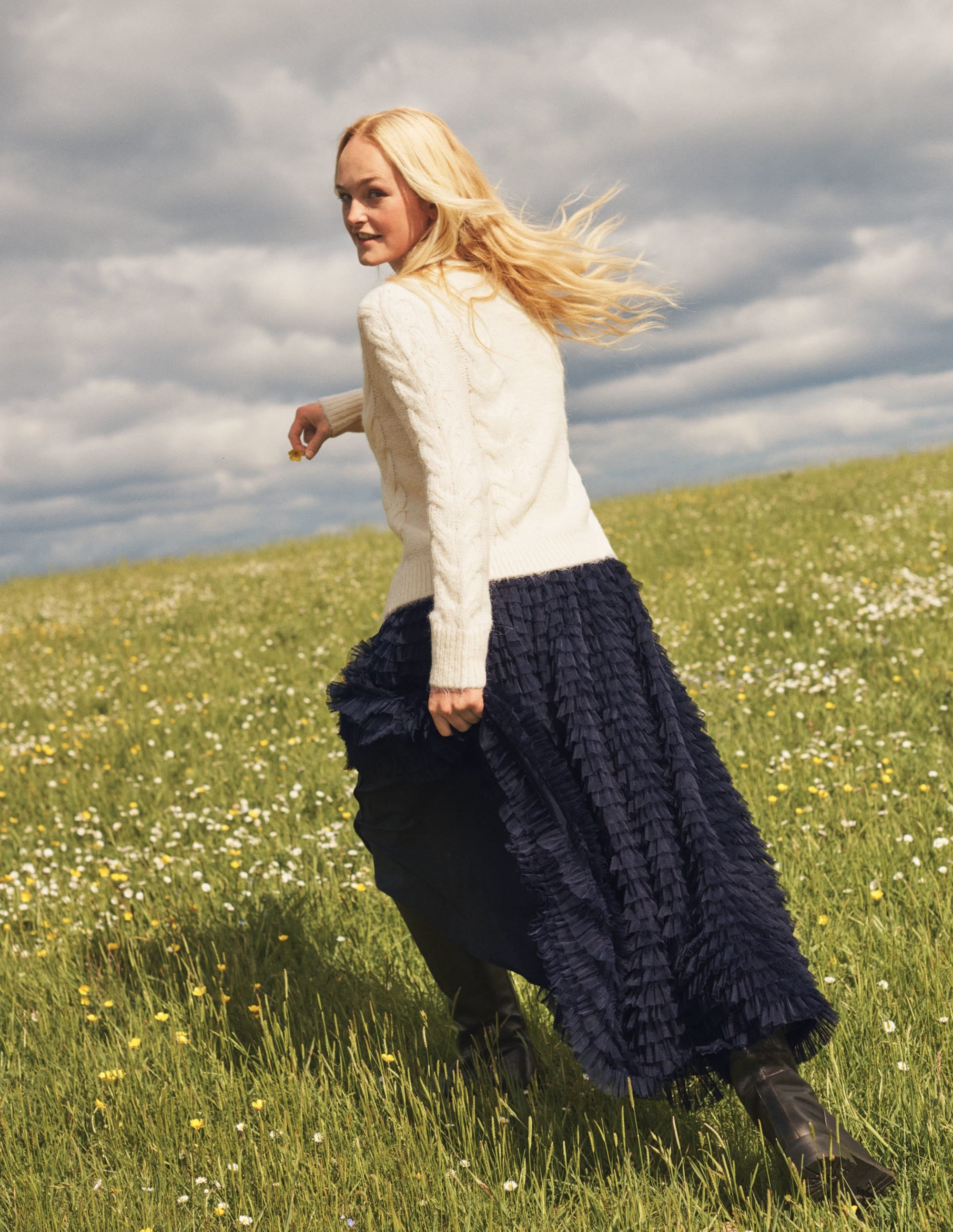 Tulle Midi Skirt-Navy - Image 6