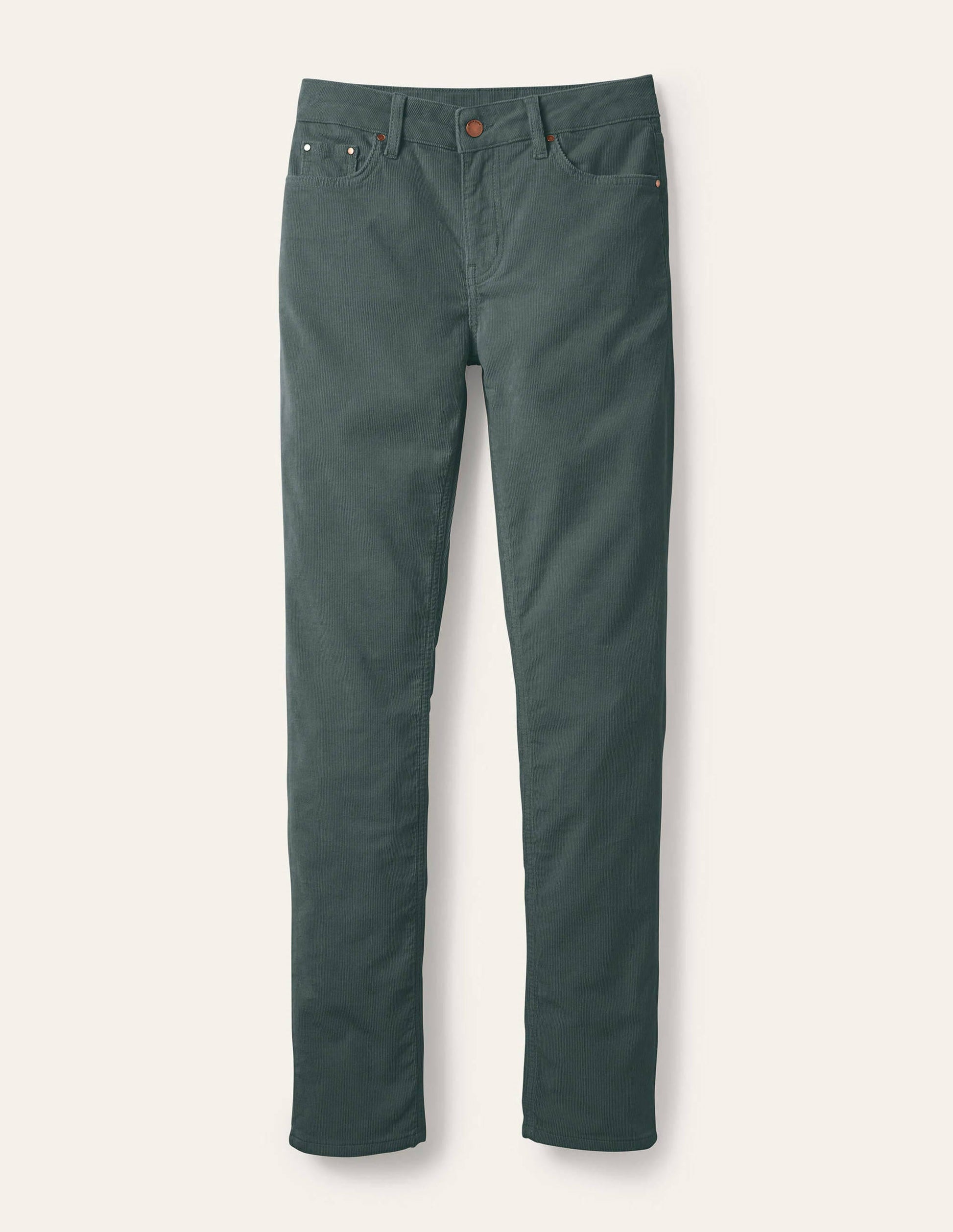 Corduroy Slim Straight Jeans-Wellington Green-5