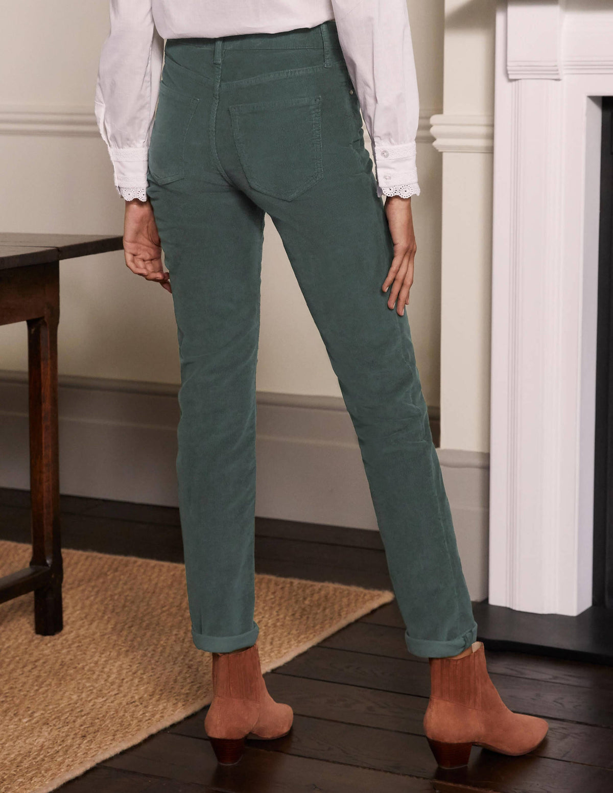Corduroy Slim Straight Jeans-Wellington Green - Image 2