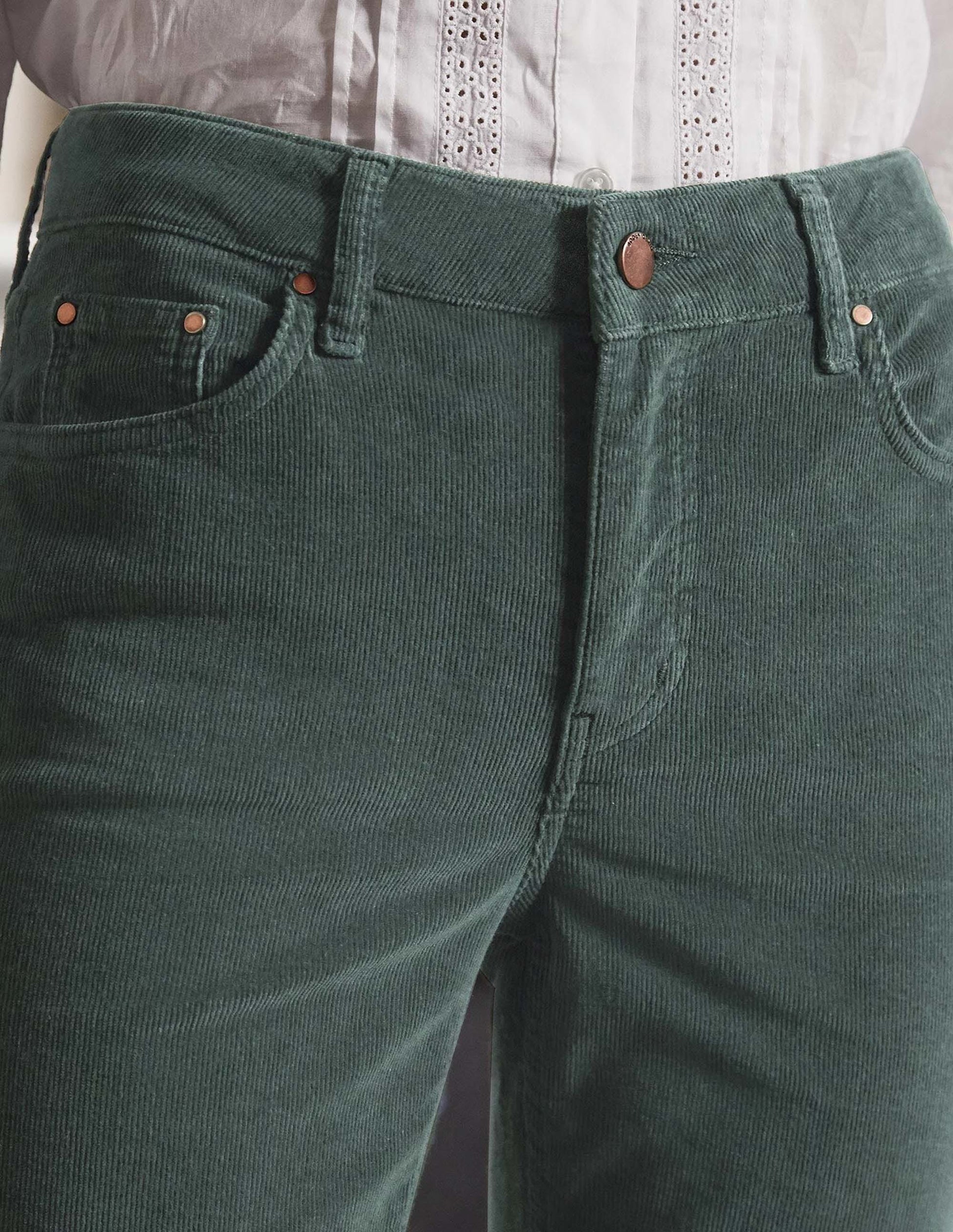 Corduroy Slim Straight Jeans-Wellington Green-3