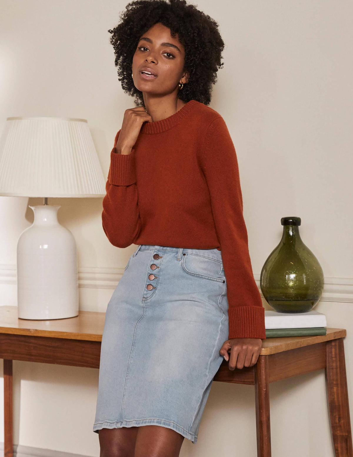 Amelie Girlfriend Skirt-Denim Light Wash - Image 1