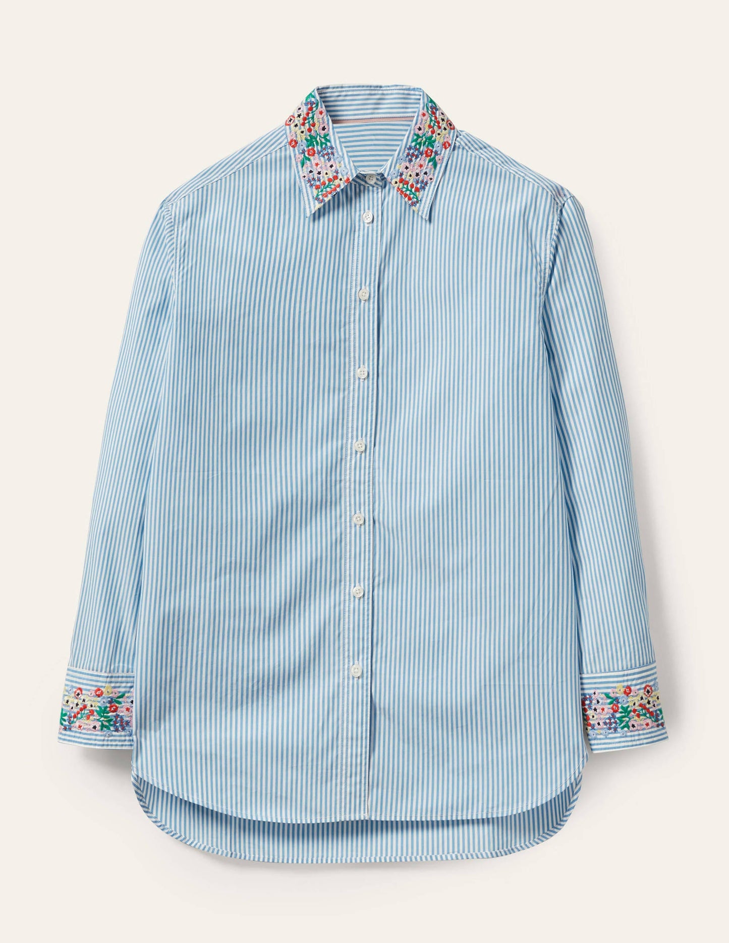 Agnes Oversized Shirt-Fine Blue Ticking Stripe