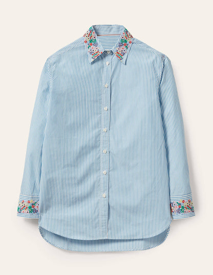 Agnes Oversized Shirt-Fine Blue Ticking Stripe-8