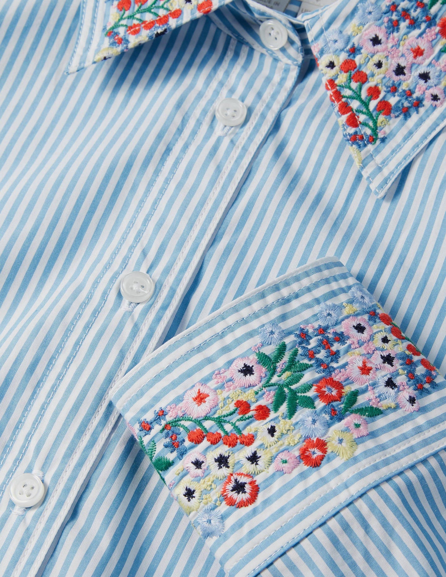 Agnes Oversized Shirt-Fine Blue Ticking Stripe