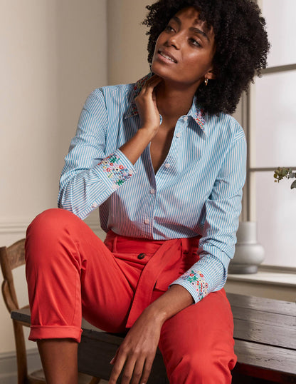 Agnes Oversized Shirt-Fine Blue Ticking Stripe-1