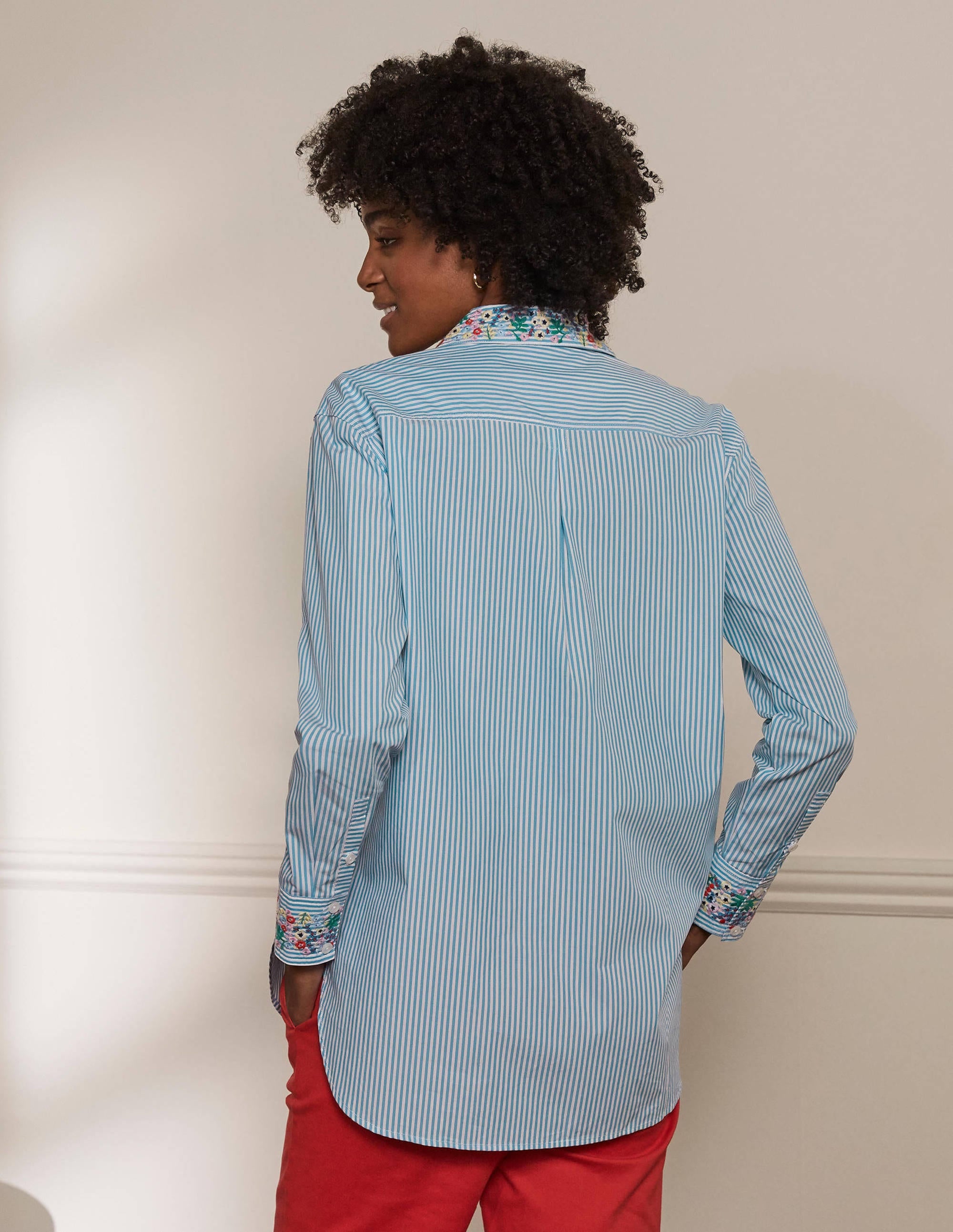 Agnes Oversized Shirt-Fine Blue Ticking Stripe - Image 2