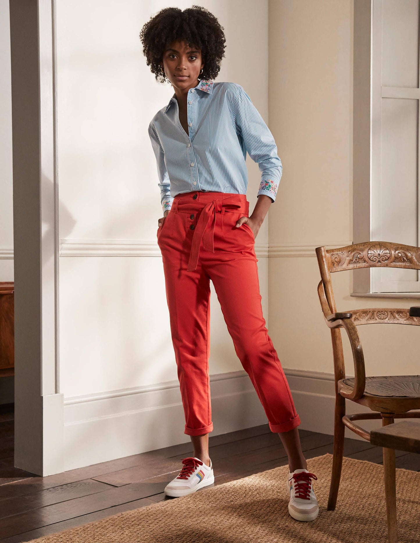 Agnes Oversized Shirt-Fine Blue Ticking Stripe