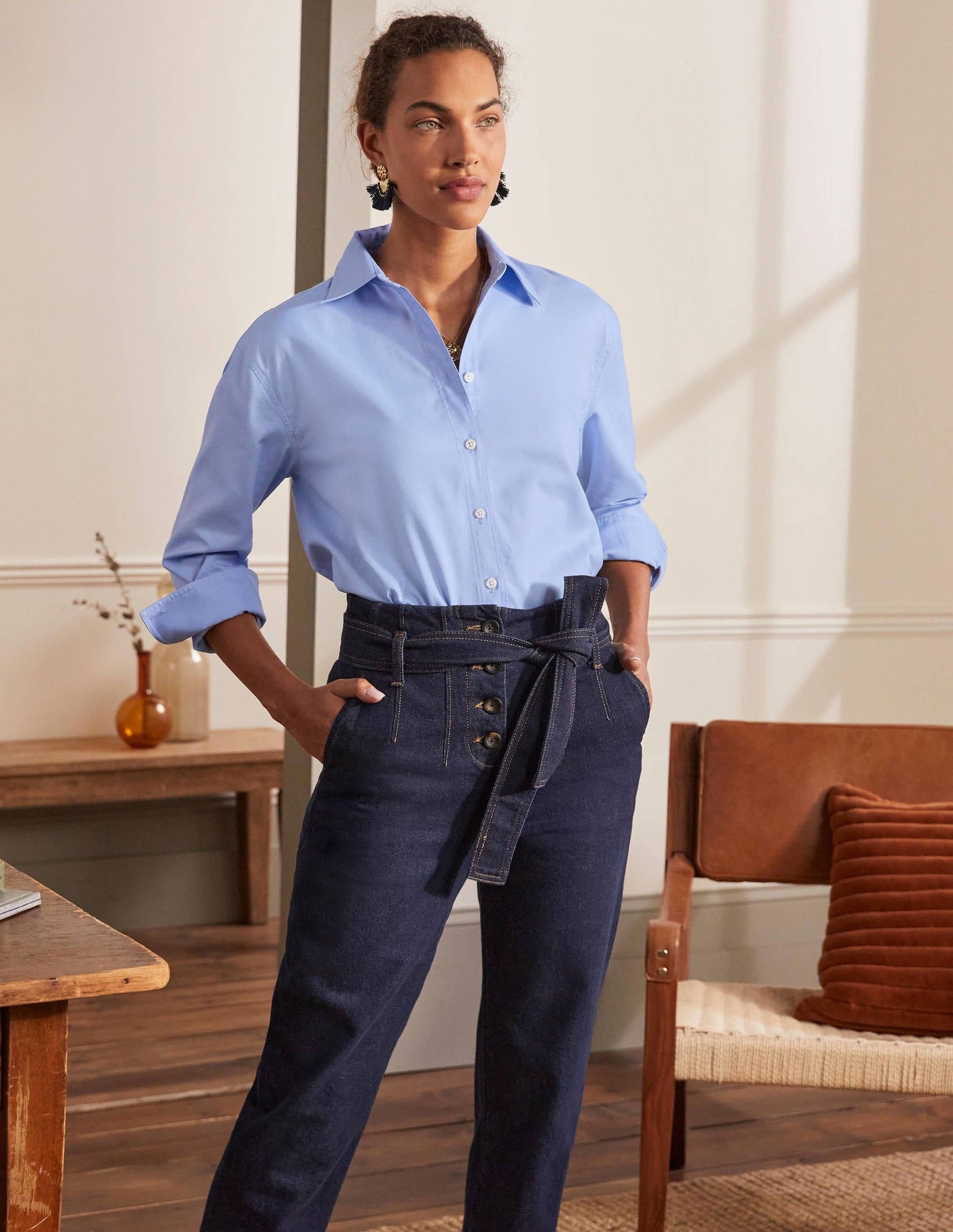 Agnes Oversized Shirt-Blue Oxford-3