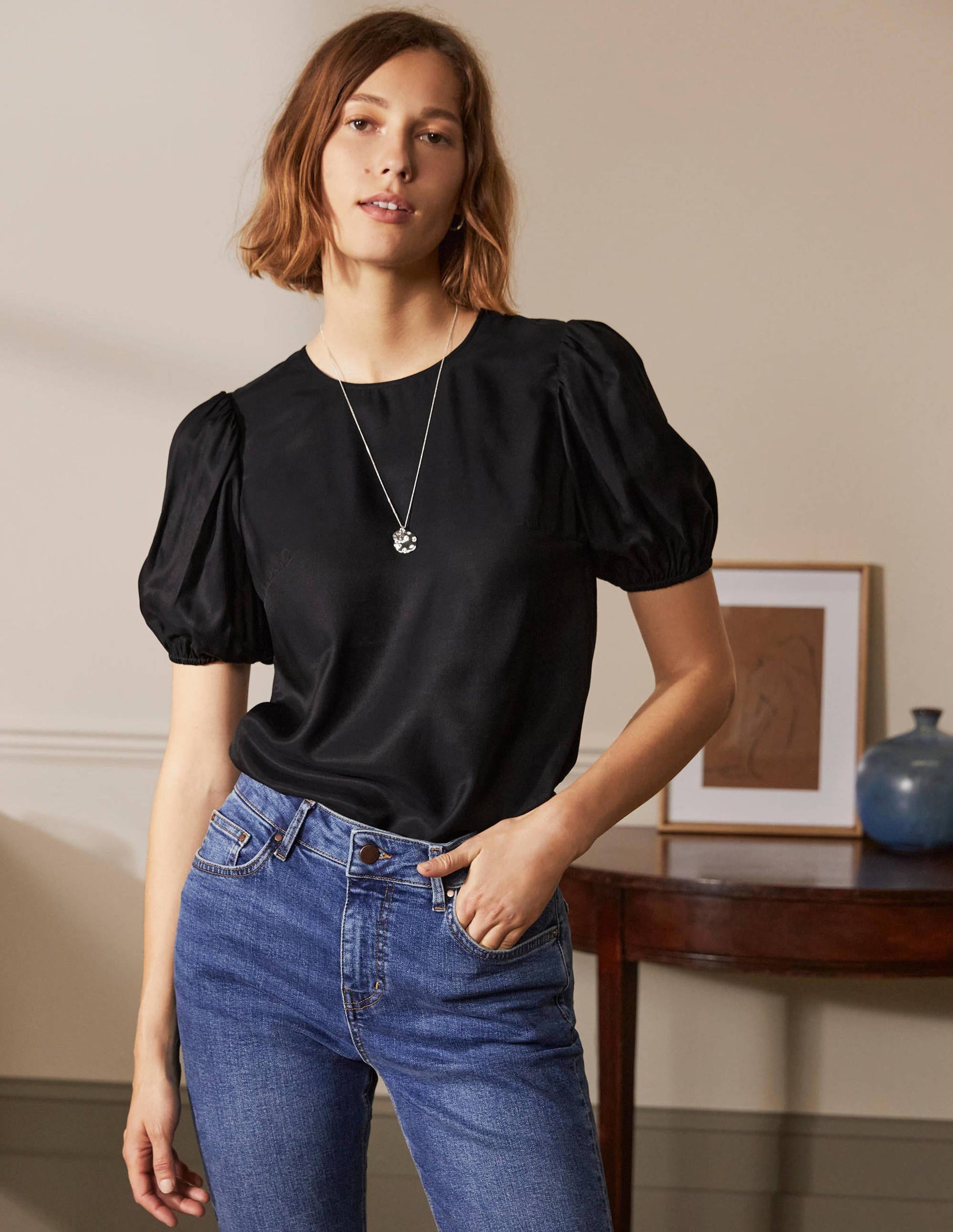 Adriana Puff Sleeve Top-Black-4