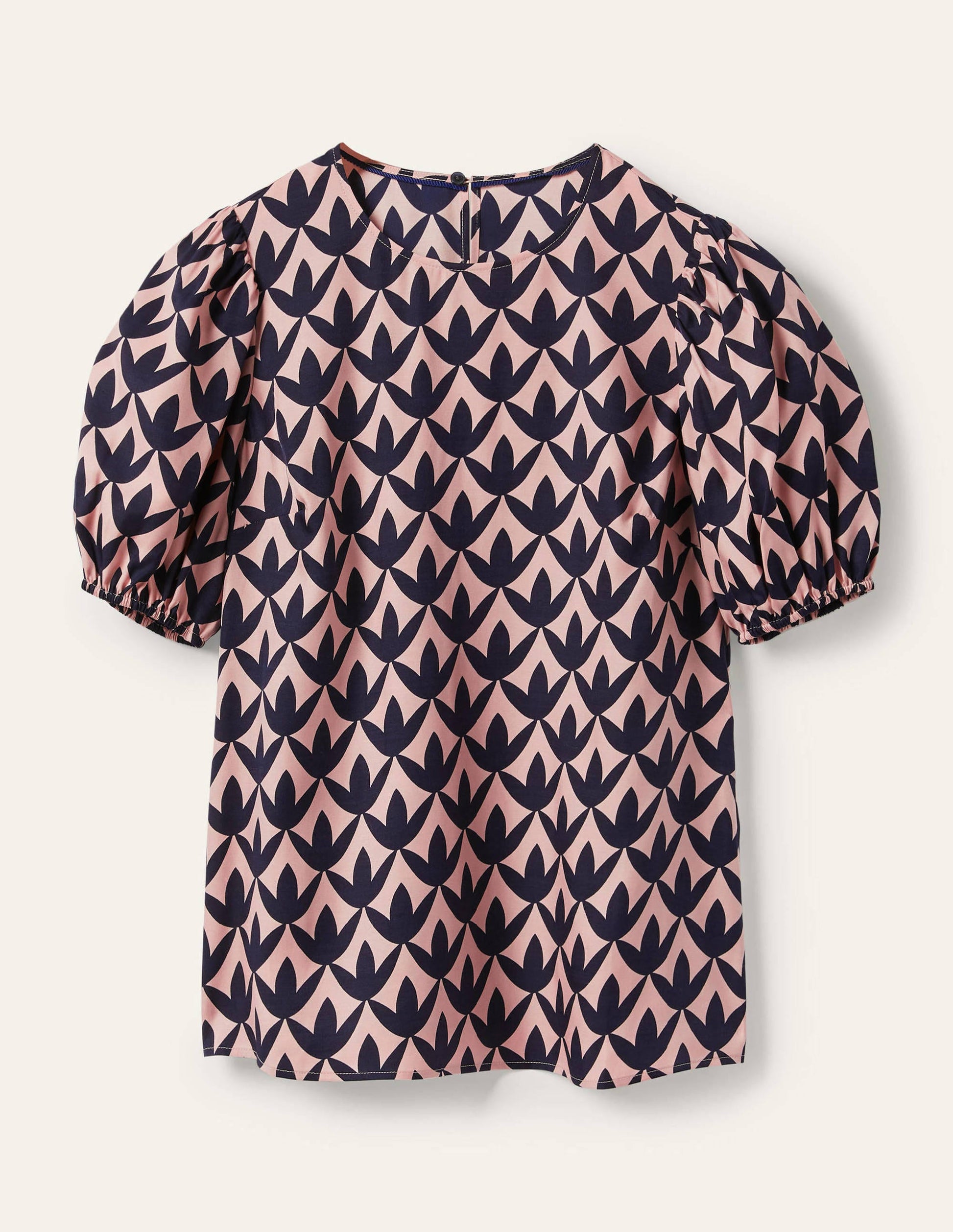 Adriana Puff Sleeve Top-Milkshake, Petal Geo-5