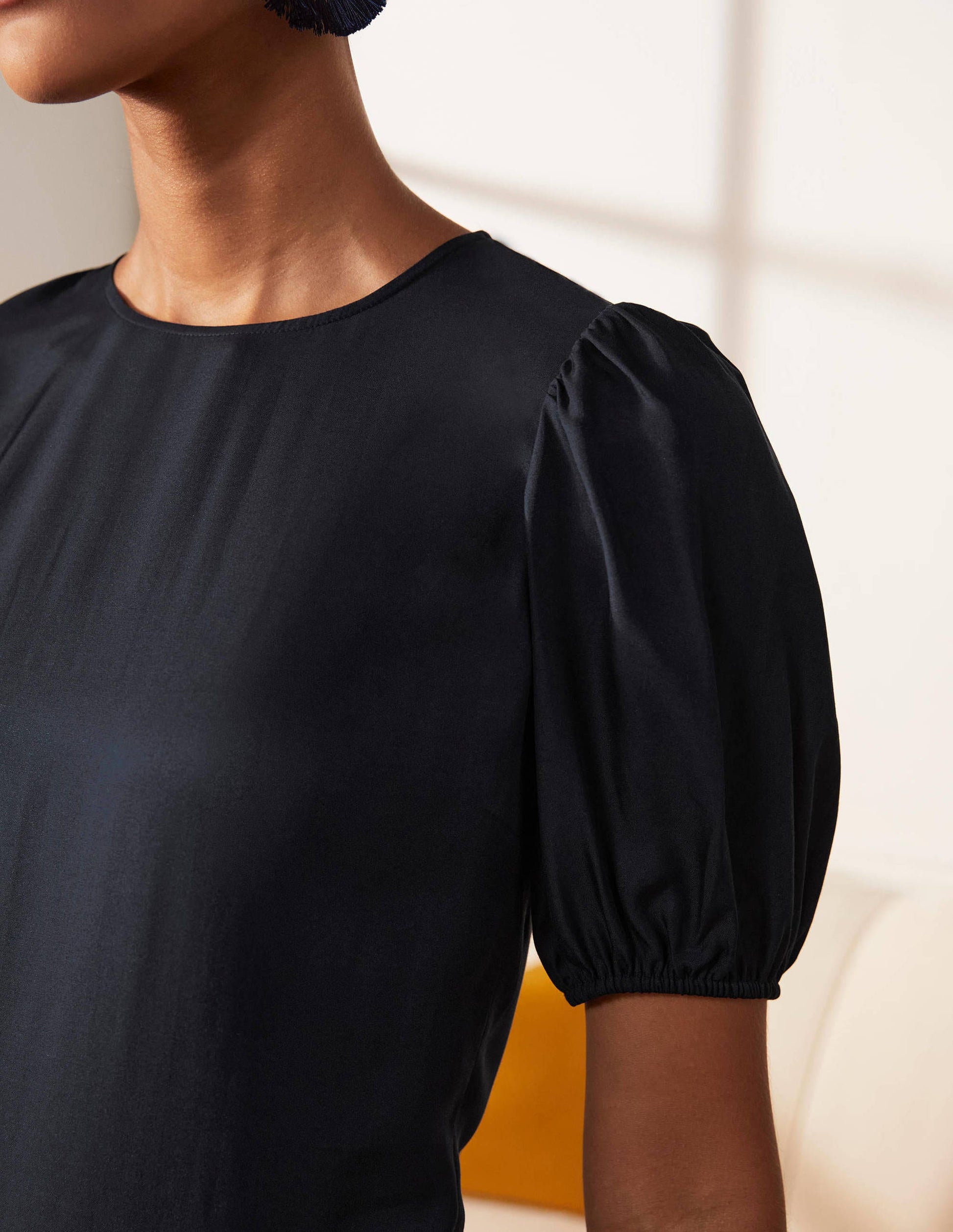 Adriana Puff Sleeve Top-Navy-2