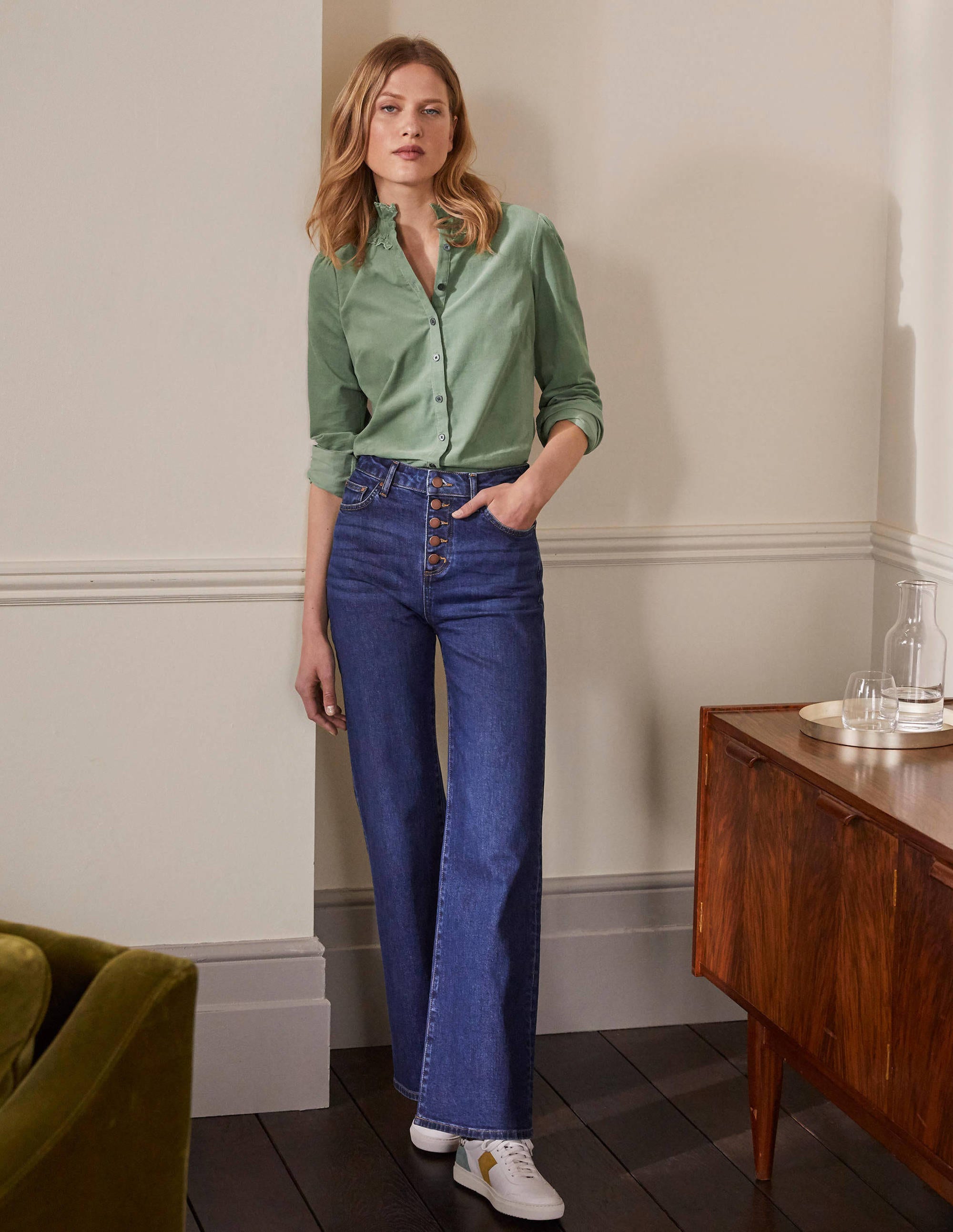 Eliza Broderie Shirt-Light Olive - Image 4