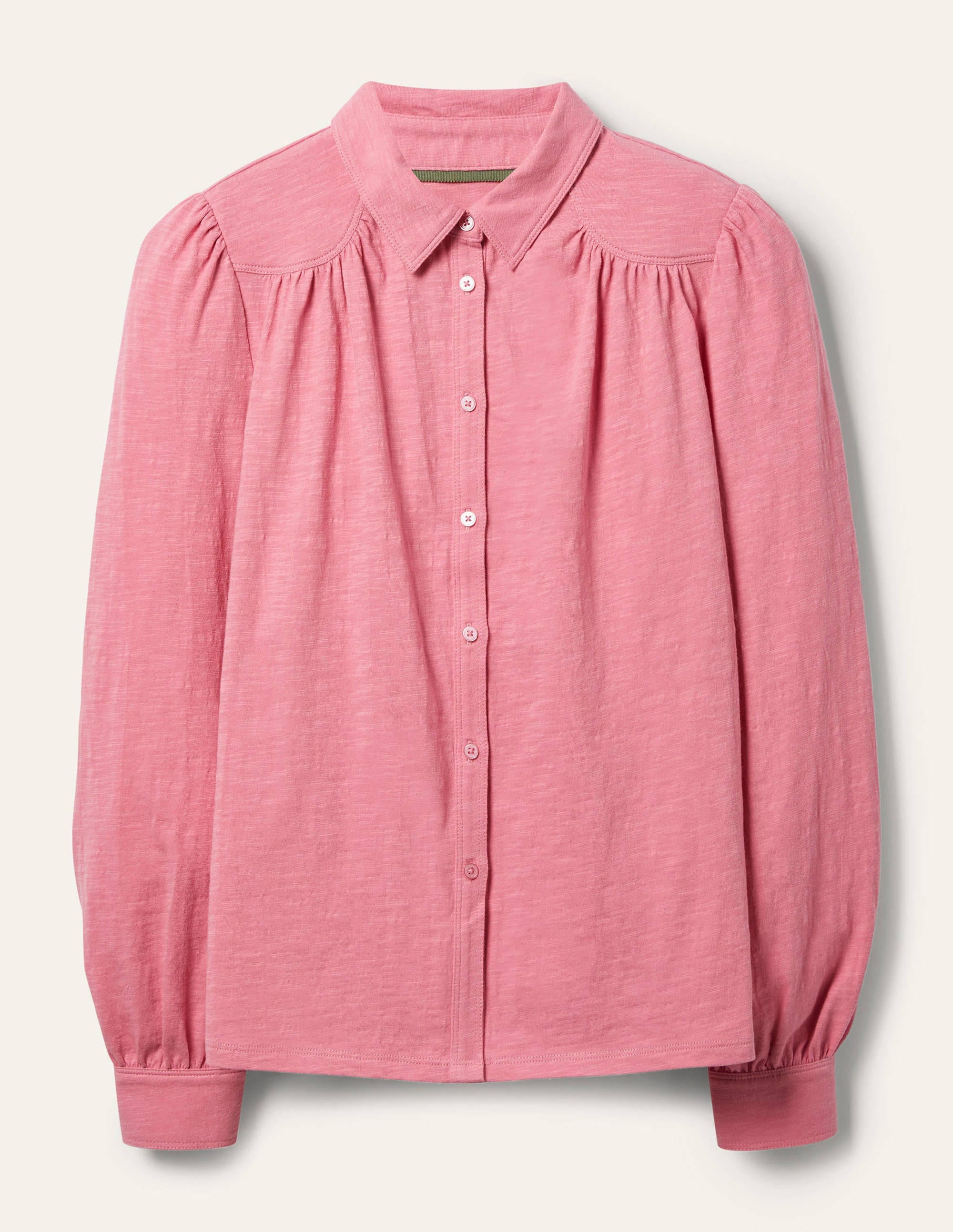 Gathered Detail Jersey Shirt-Dusk Cloud Pink - Image 5