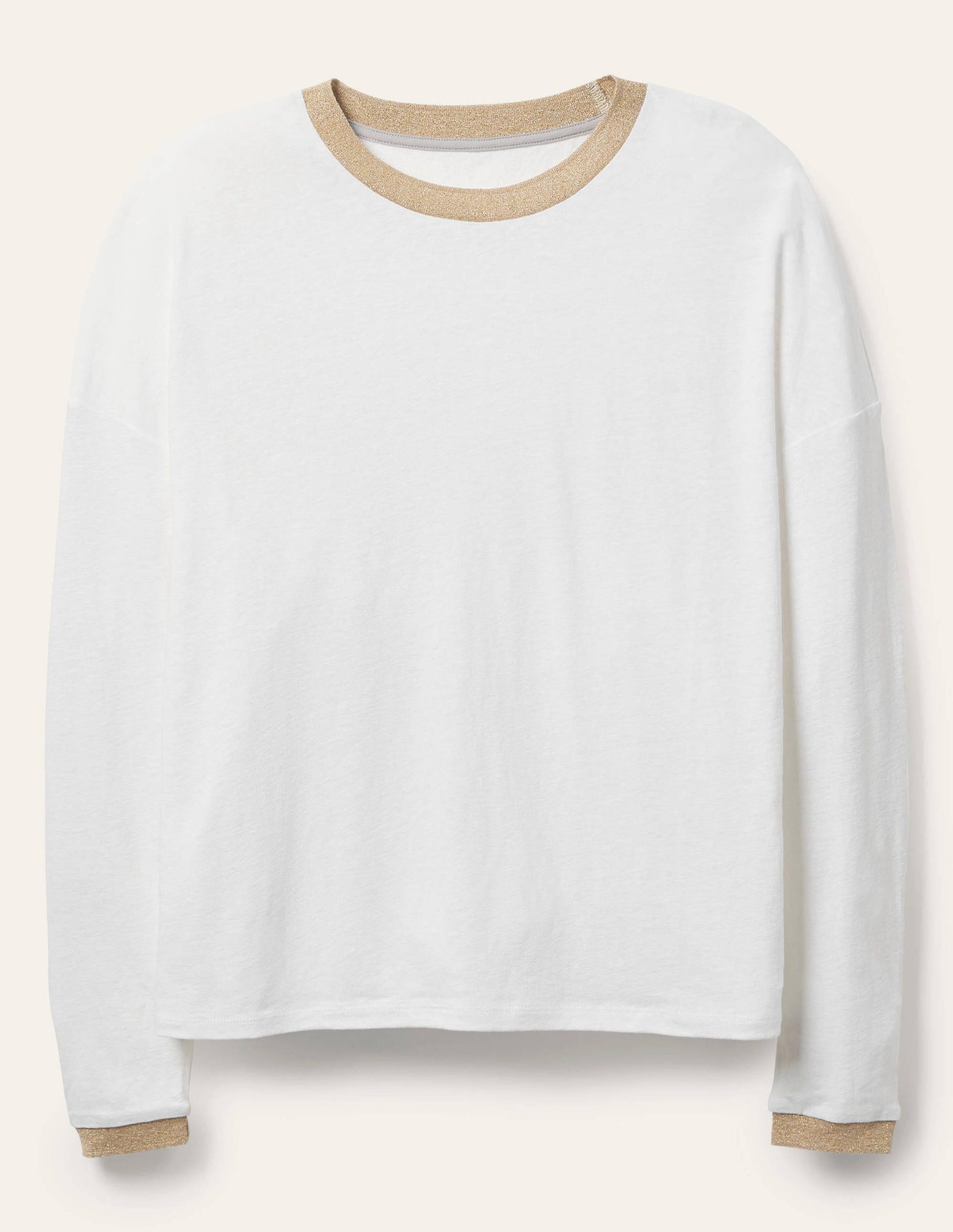 Linen Sparkle Long Sleeve Tee-White-5
