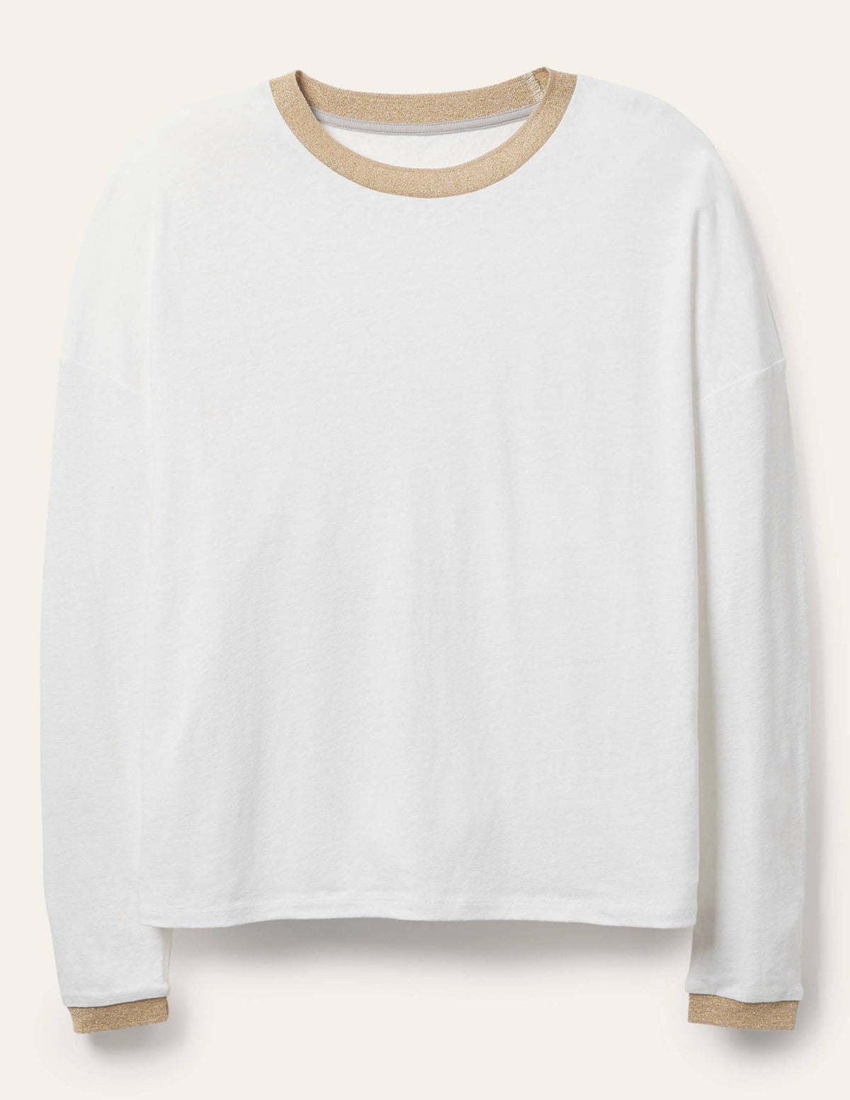 Linen Sparkle Long Sleeve Tee-White - Image 5
