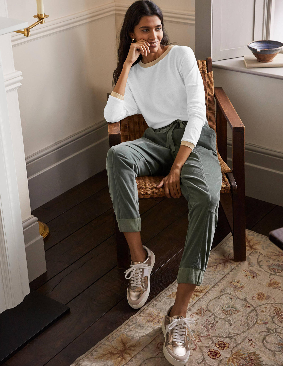 Linen Sparkle Long Sleeve Tee-White-3