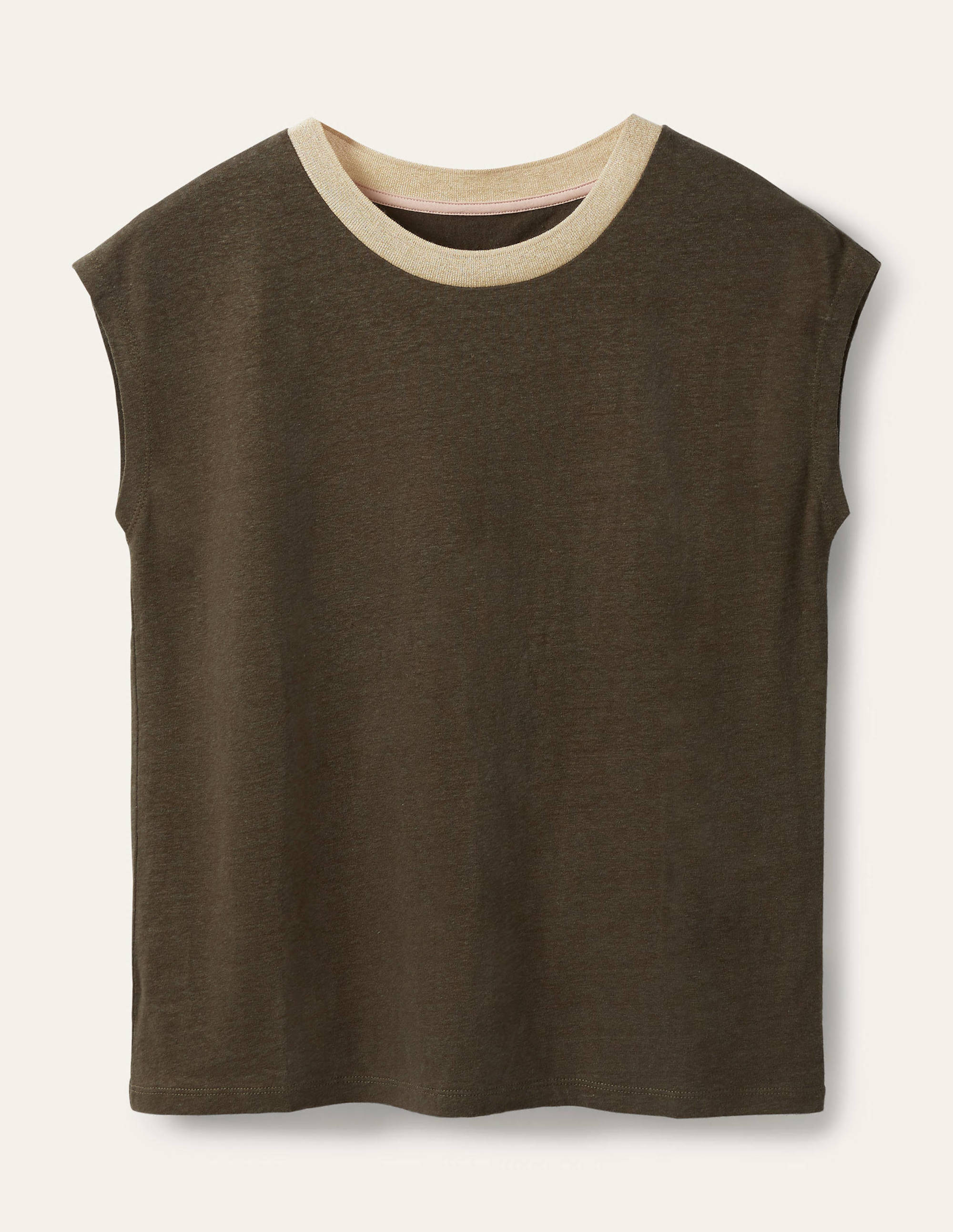 Linen Sparkle Short Sleeve Tee-Classic Khaki - Image 5