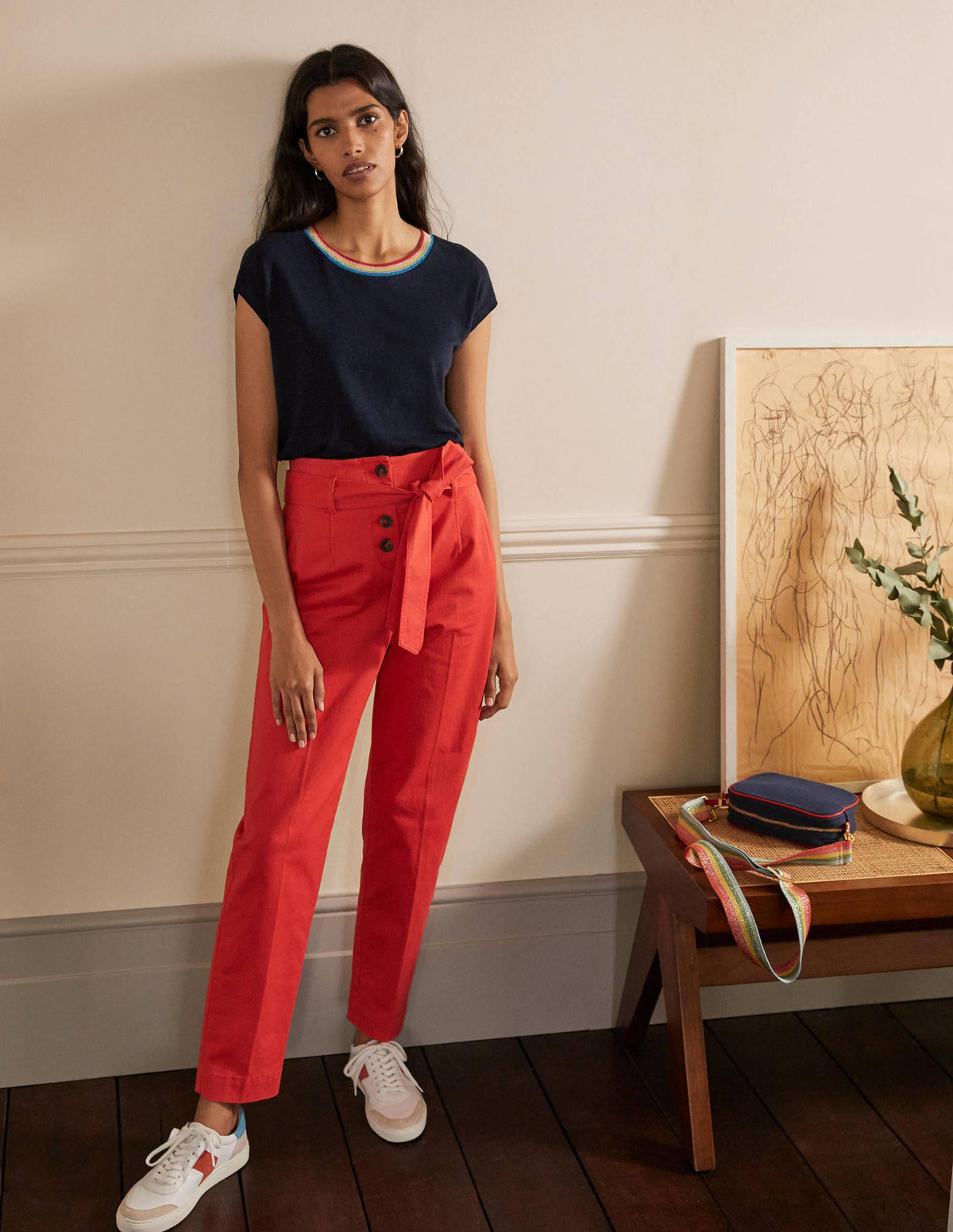 Linen Sparkle Short Sleeve Tee-Navy-3