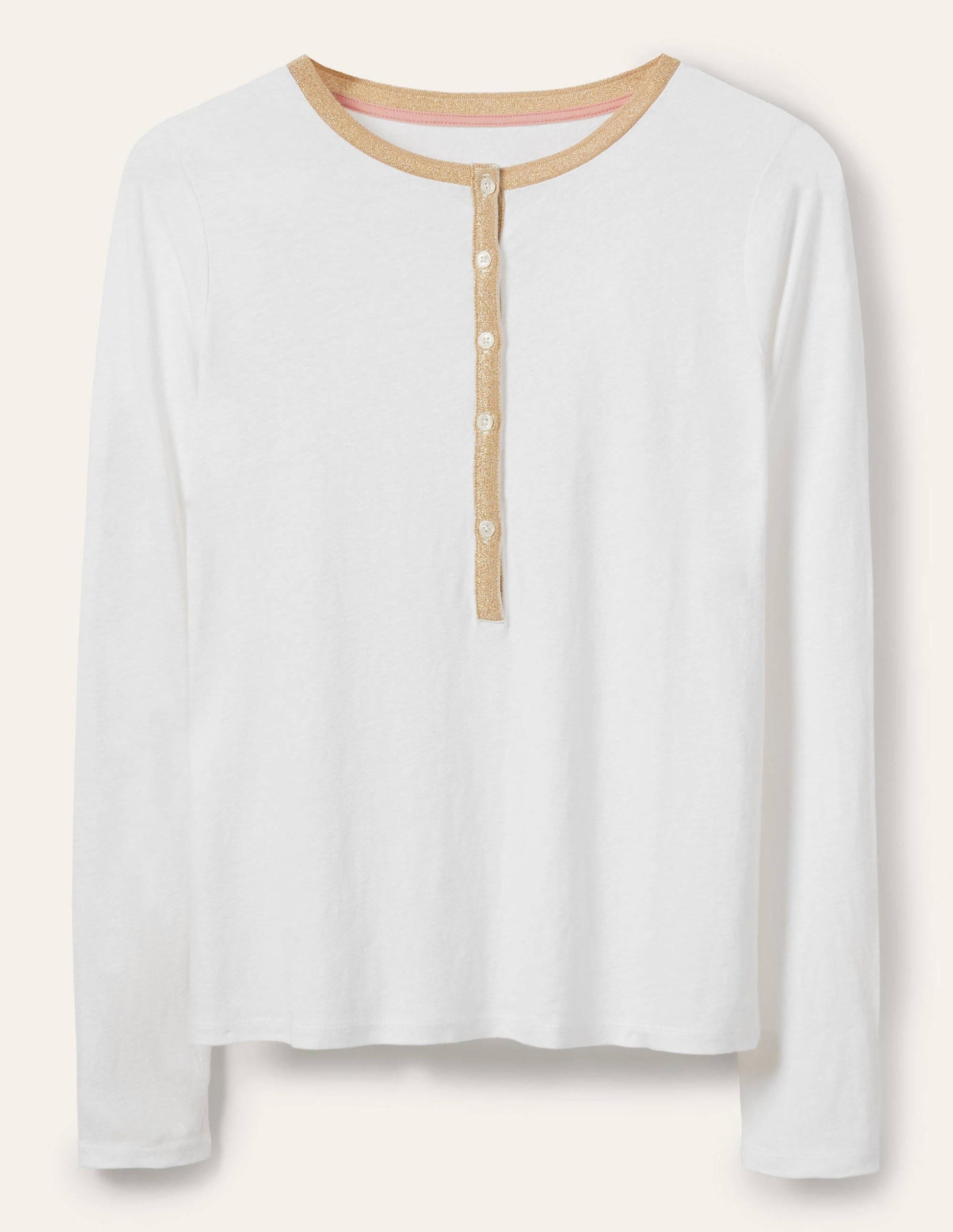 Linen Sparkle Henley Tee-White-5