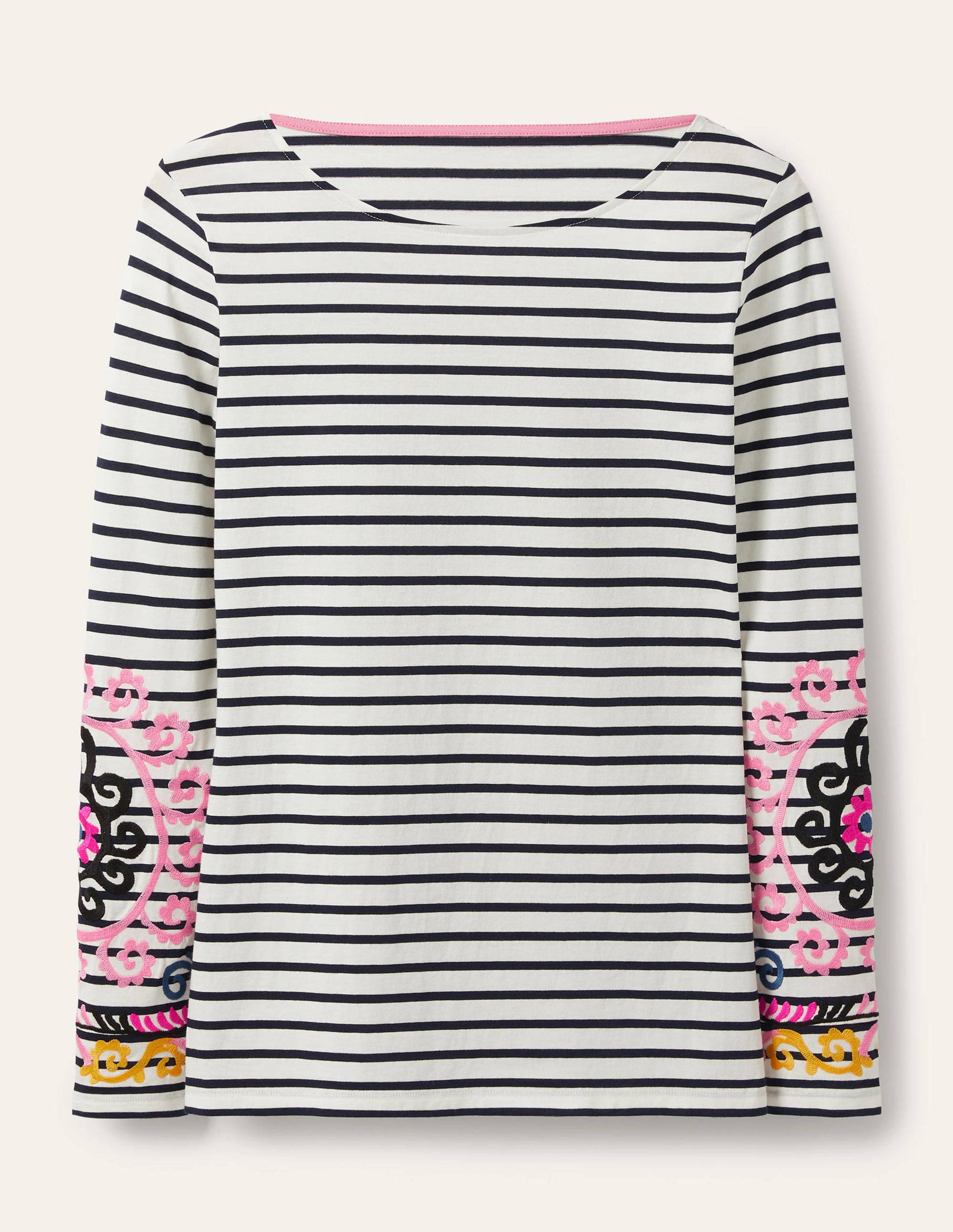 Statement Breton-Ivory/ Navy Embroidered-5