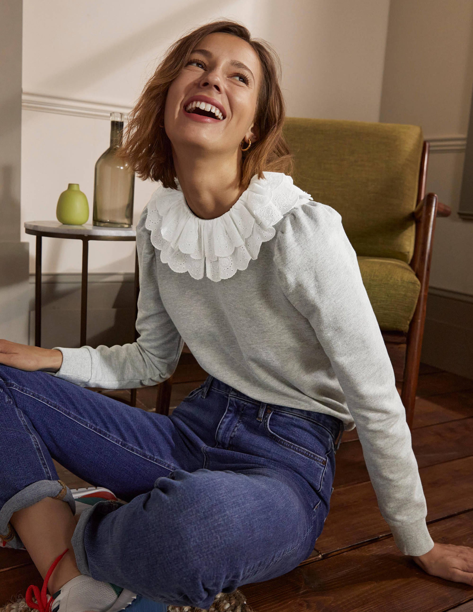 Hattie Collar Sweatshirt-Grey Marl - Image 4
