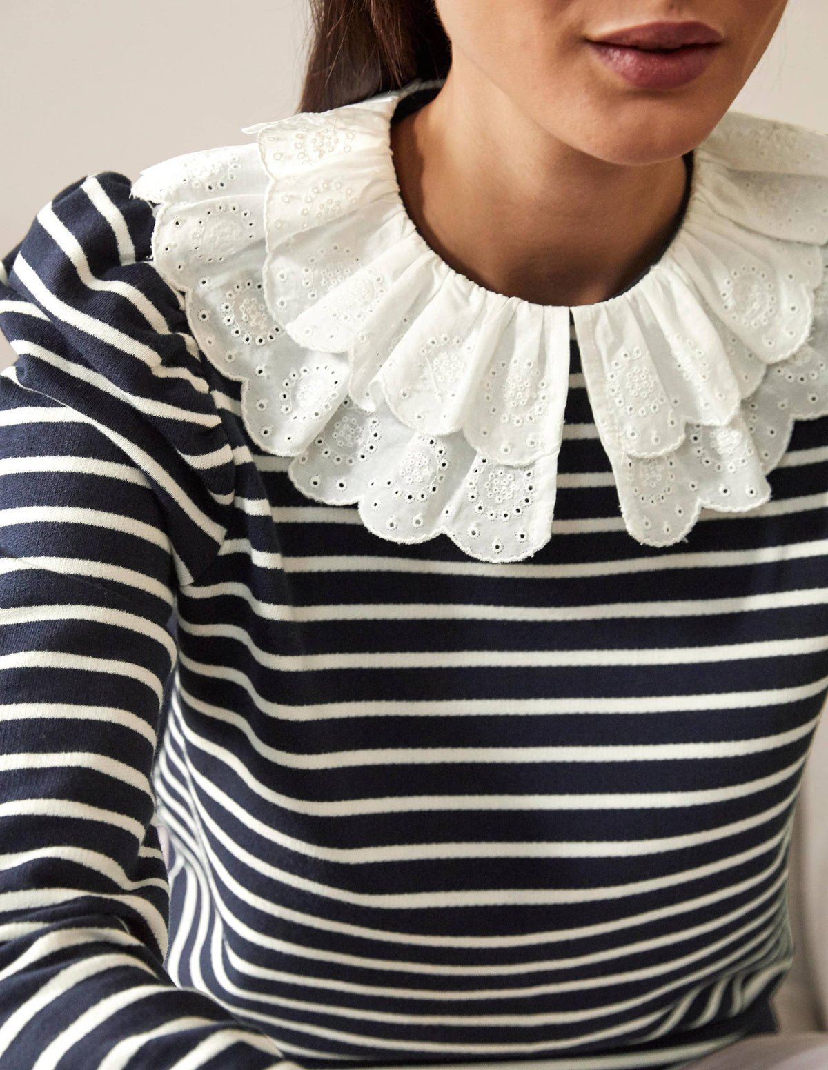 Hattie Collar Sweatshirt-Navy/ Ivory-2