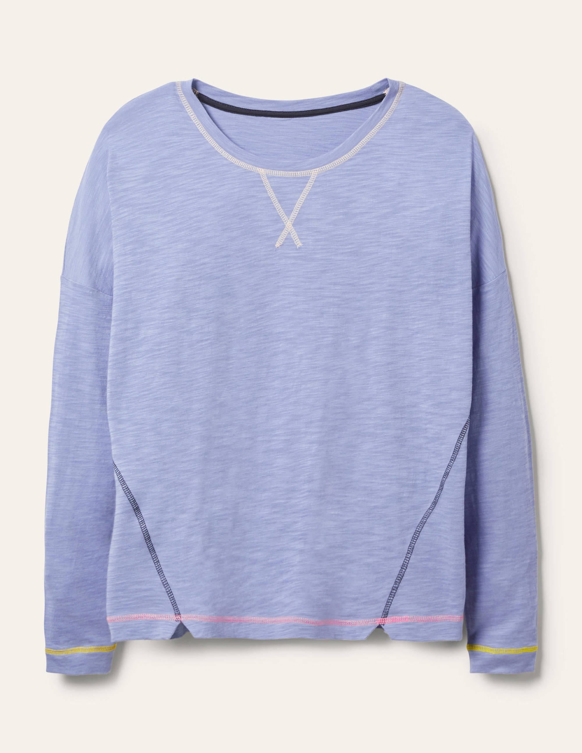 Contrast Stitch Jersey Top-Sea Mist - Image 5