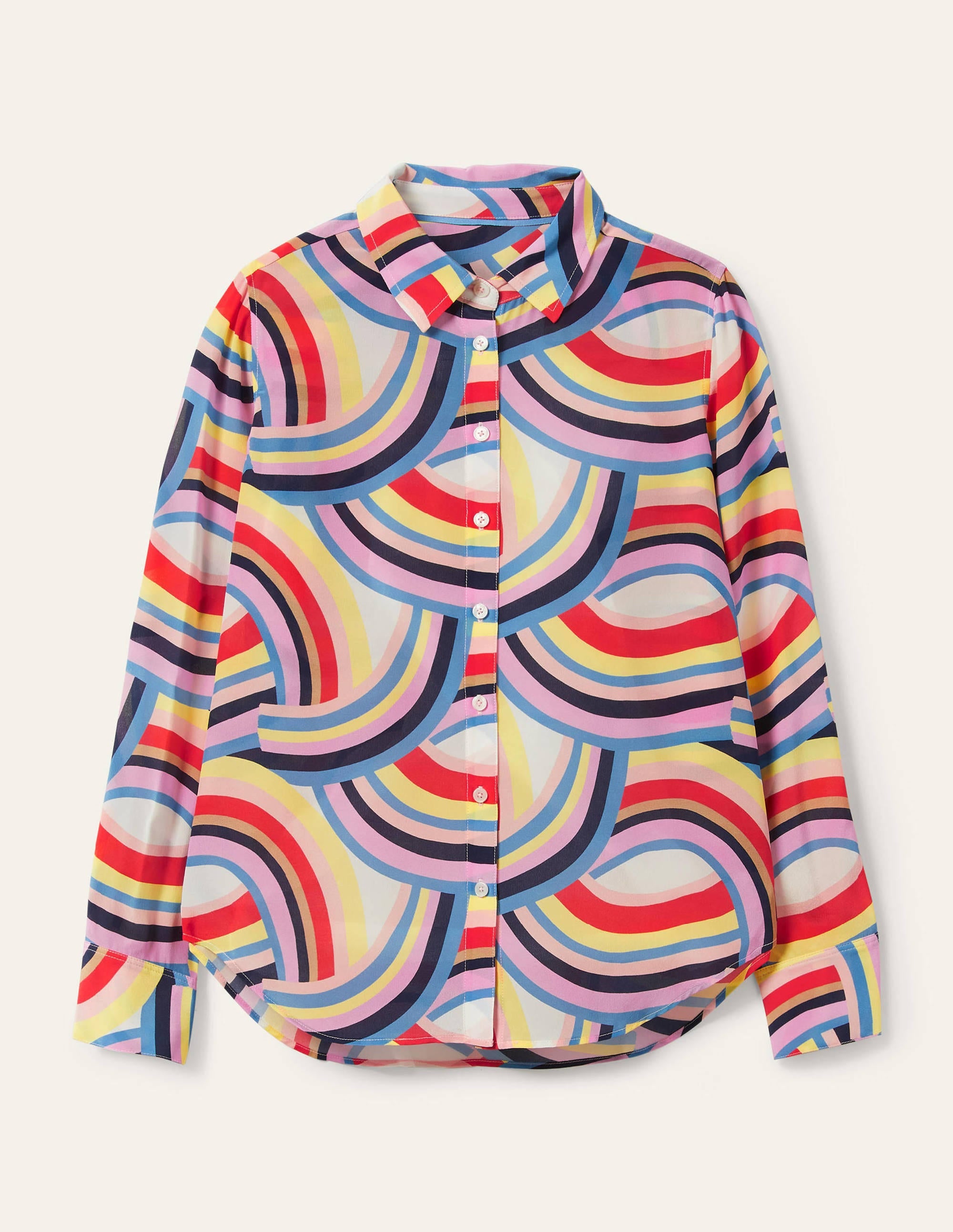Silk Shirt-Ivory, Abstract Rainbow - Image 6