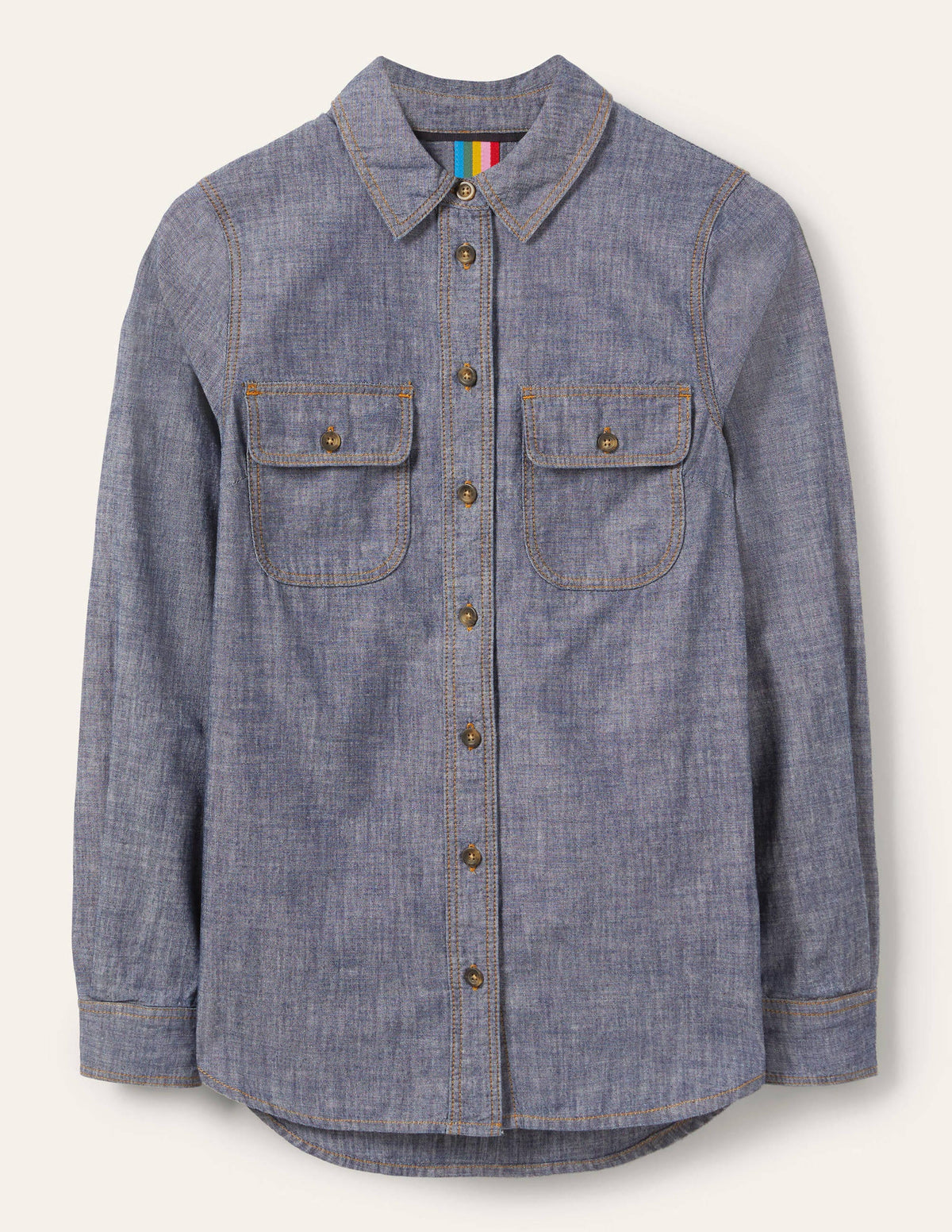 Chambray Cotton Pocket Shirt-Mid Vintage Denim - Image 6