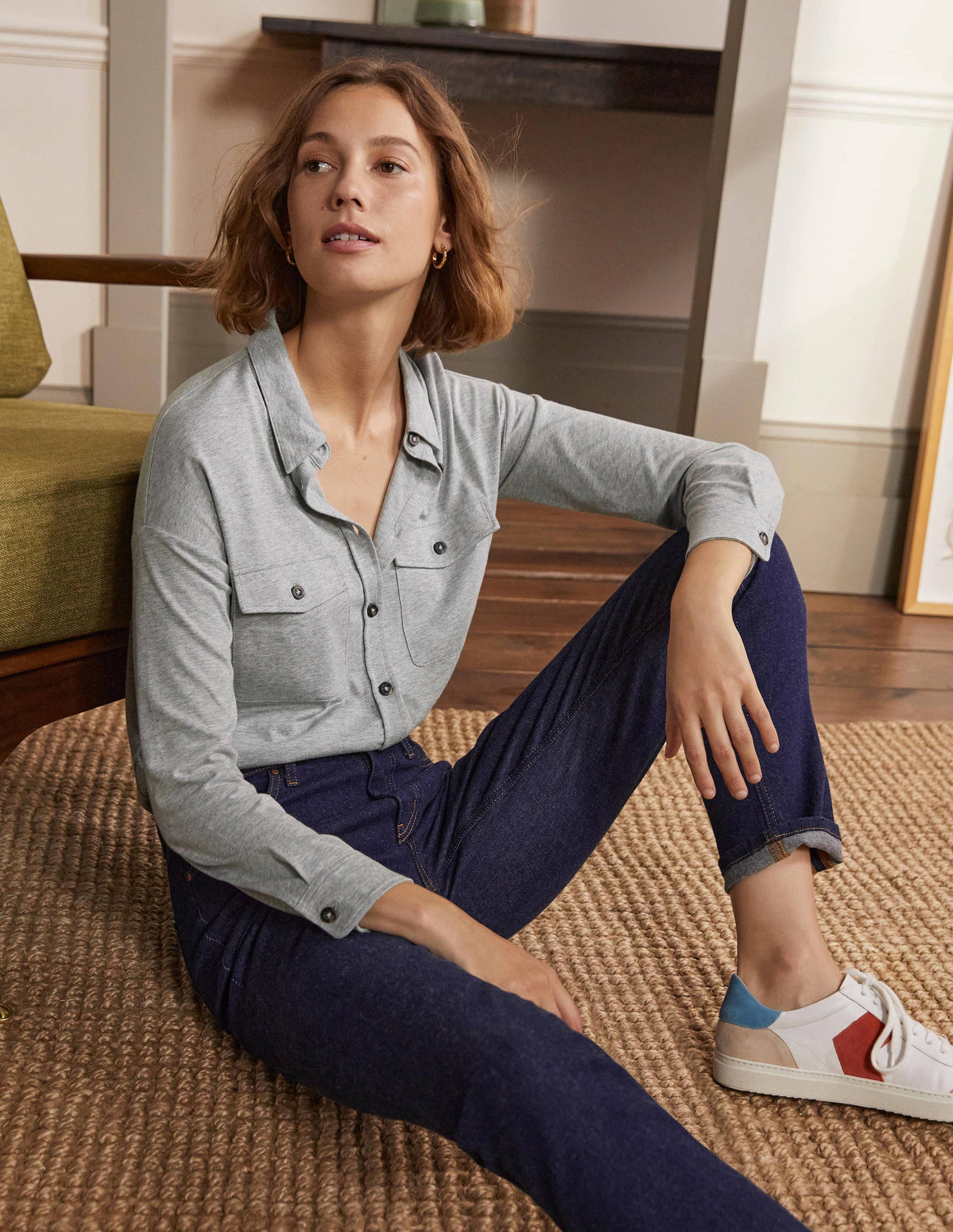 Relaxed Jersey Shirt-Grey Marl-4