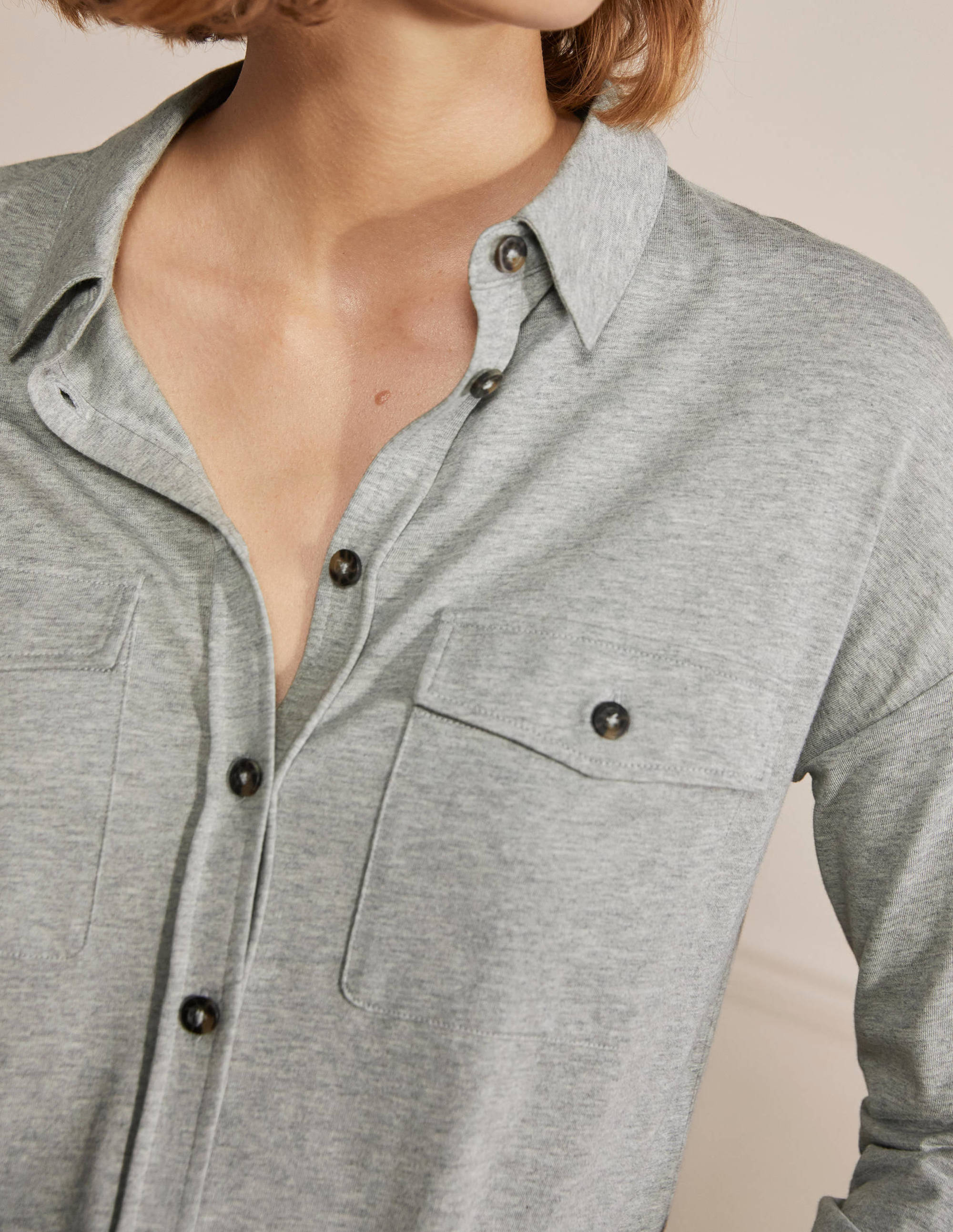 Relaxed Jersey Shirt-Grey Marl - Image 1
